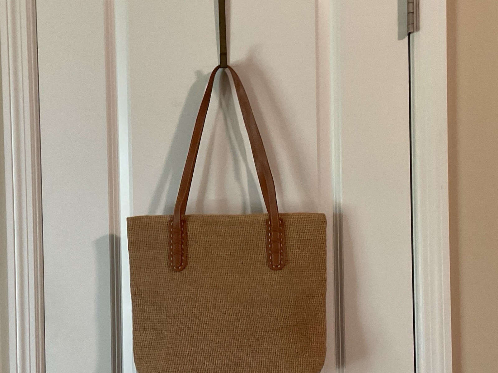 Brighton Natural Brown Straw Tote bag hand made in Madagascar.