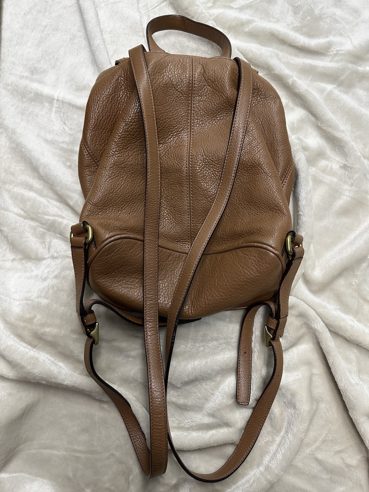 Vtg Coach Brown Pebbled Leather Medium Drawstring Backpack Shoulder Bag F24385