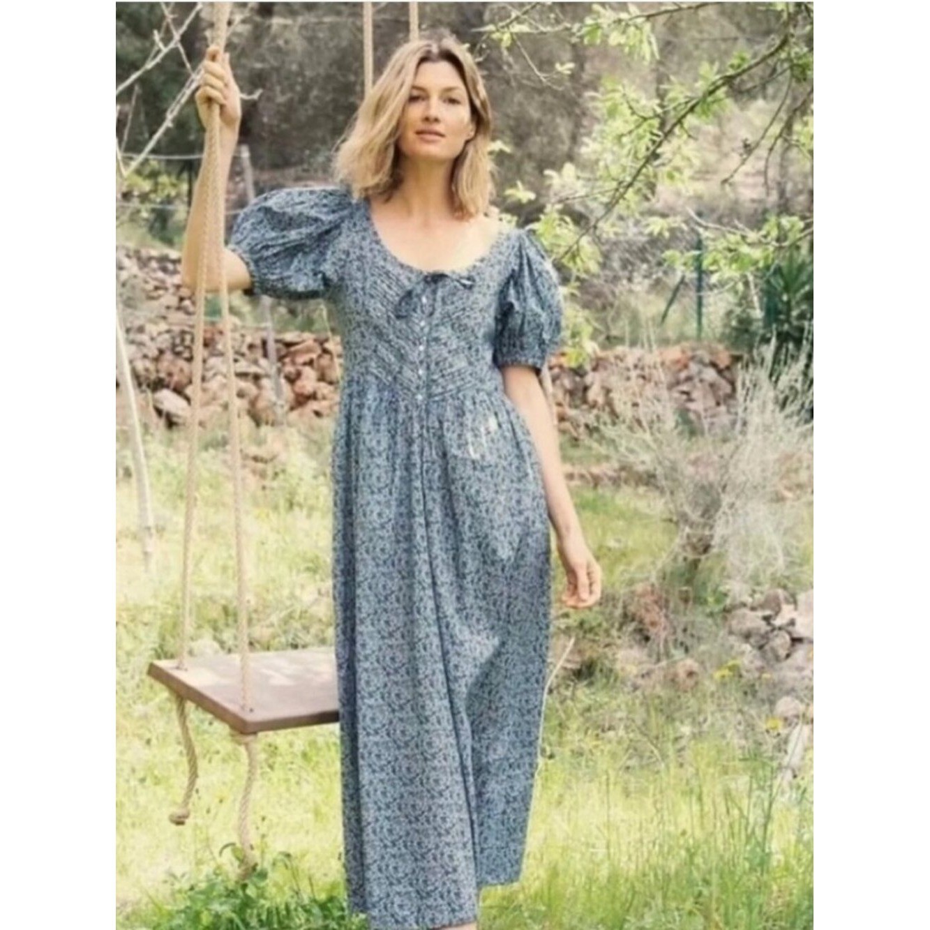 Doen Monceau Dress in Liberty Delores Ditsy Floral Blue