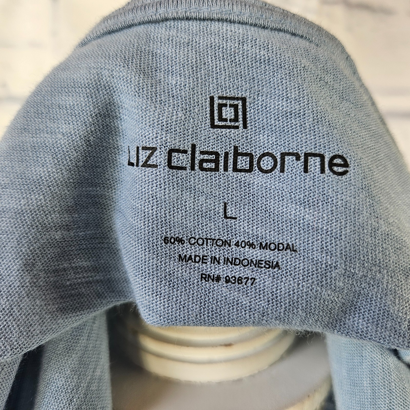 NWT Liz Claiborne Size L Light Indigo Blue Cap Sleeve Tiered Pullover Top Blouse