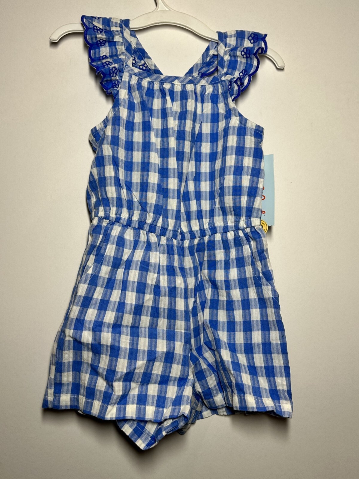 Toddler Girls’ Checkered Romper – Cat & Jack Blue 3T