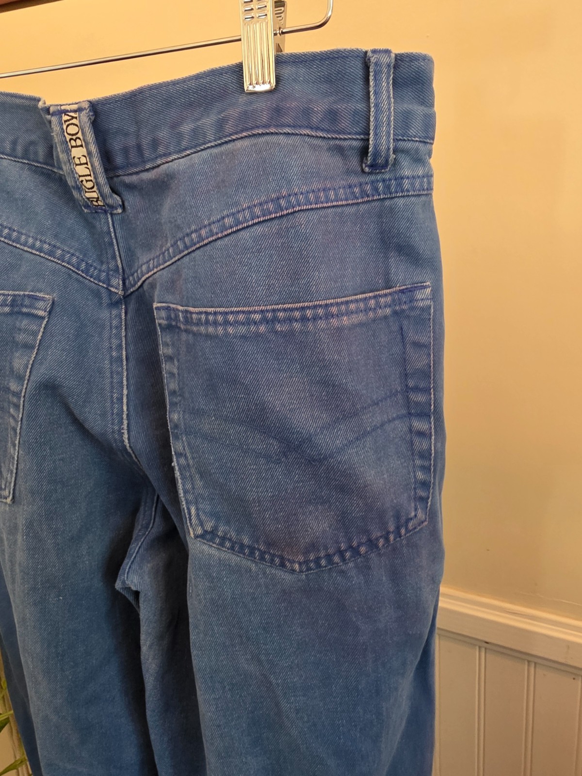 Vintage Bugle Boy 100% Cotton Jeans 32×30 Blue High Rise Tapered Mom Made HK