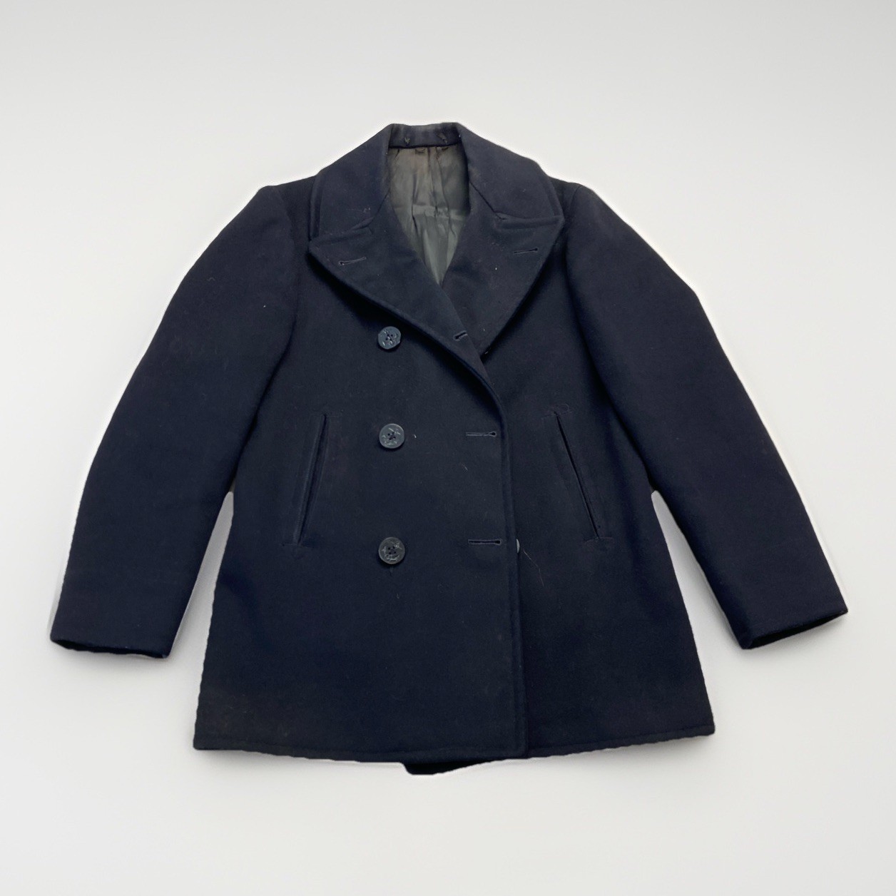 Vintage US Navy Kersey Wool Pea Coat Mens 36 Reg Navy 60s USA Military Issue