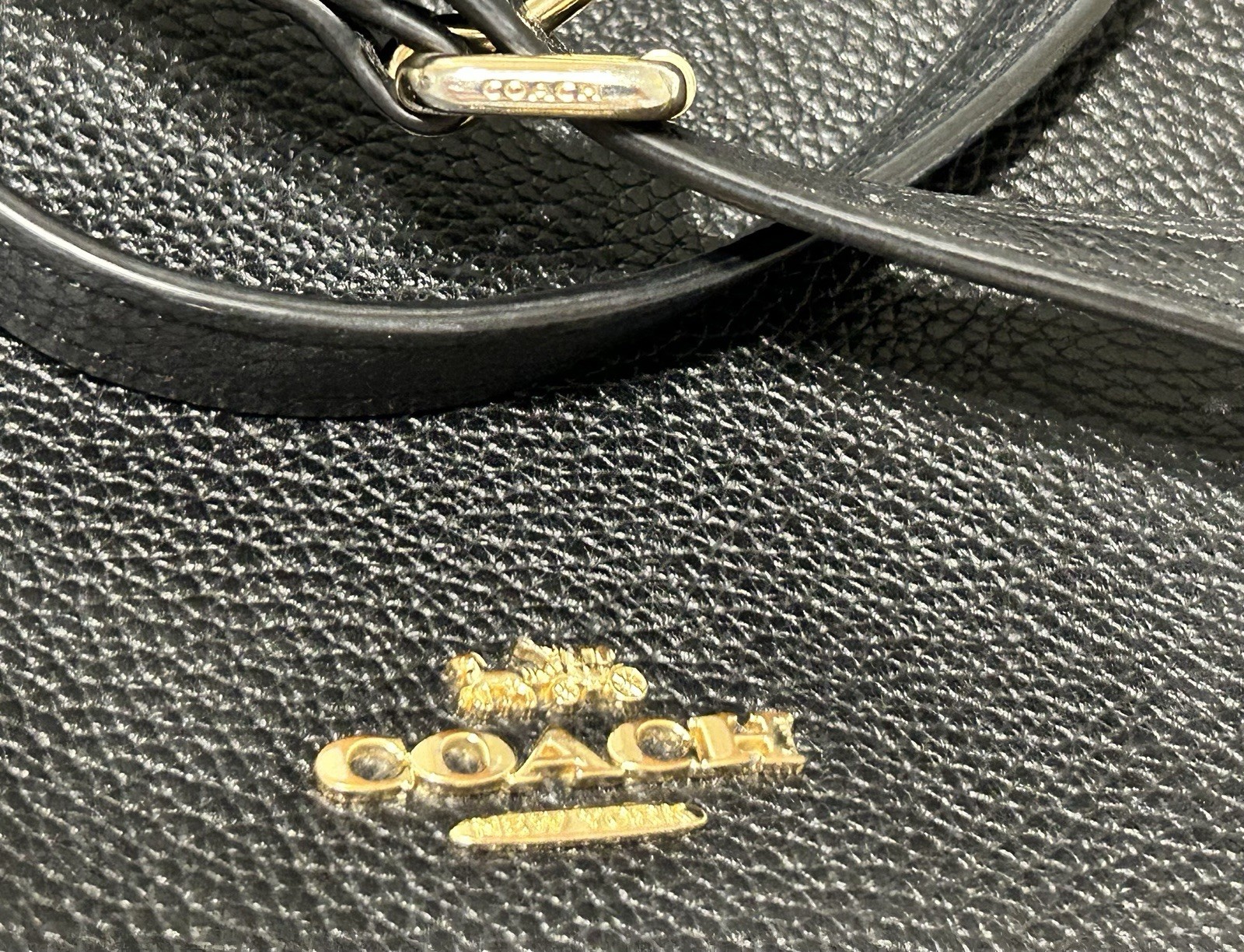 COACH Chaise Leather Crossbody Polished Black Gold Medium