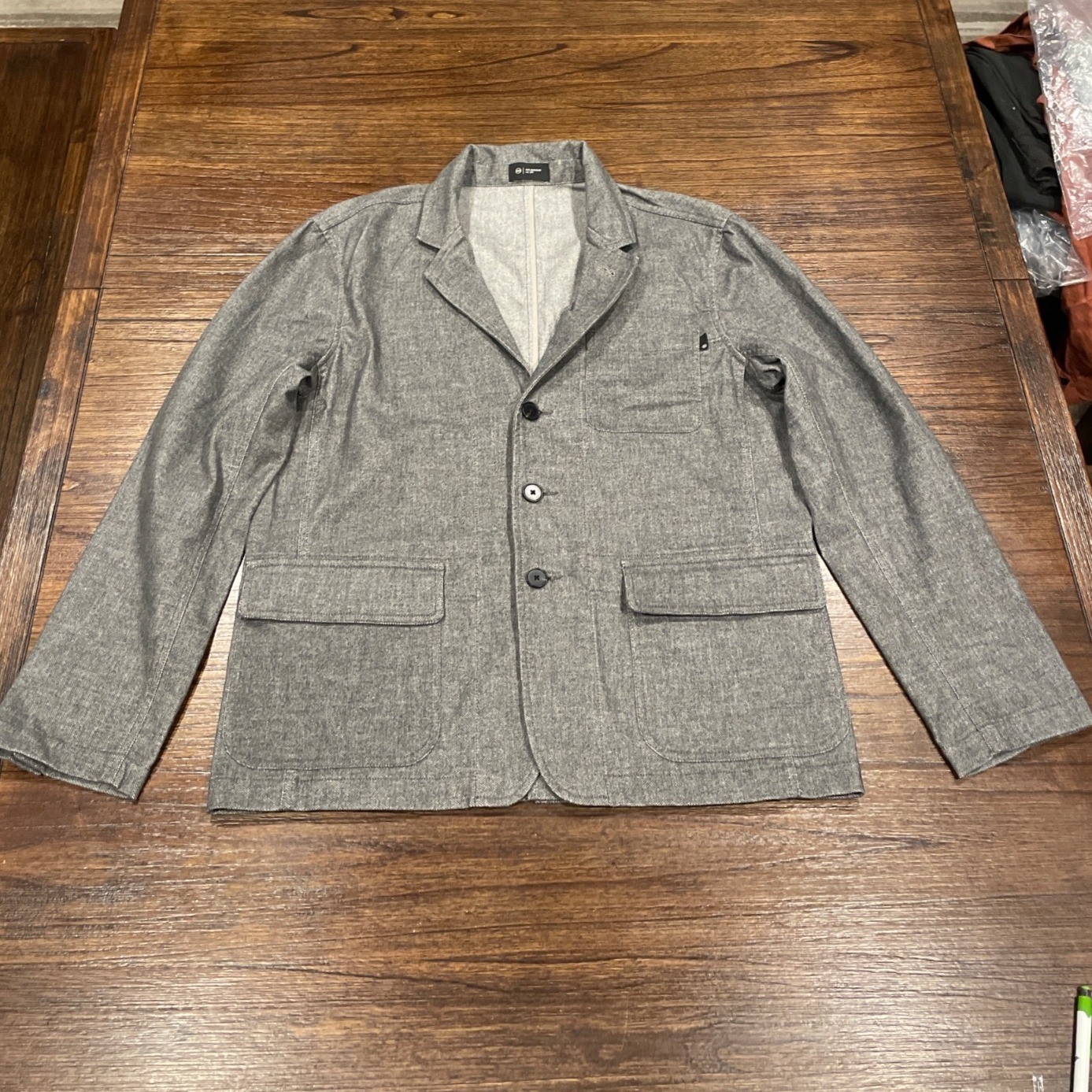 AG Blazer Sport Jacket APPROX Sz L/XL 44″ 3-Button Gray Office Business Stretch