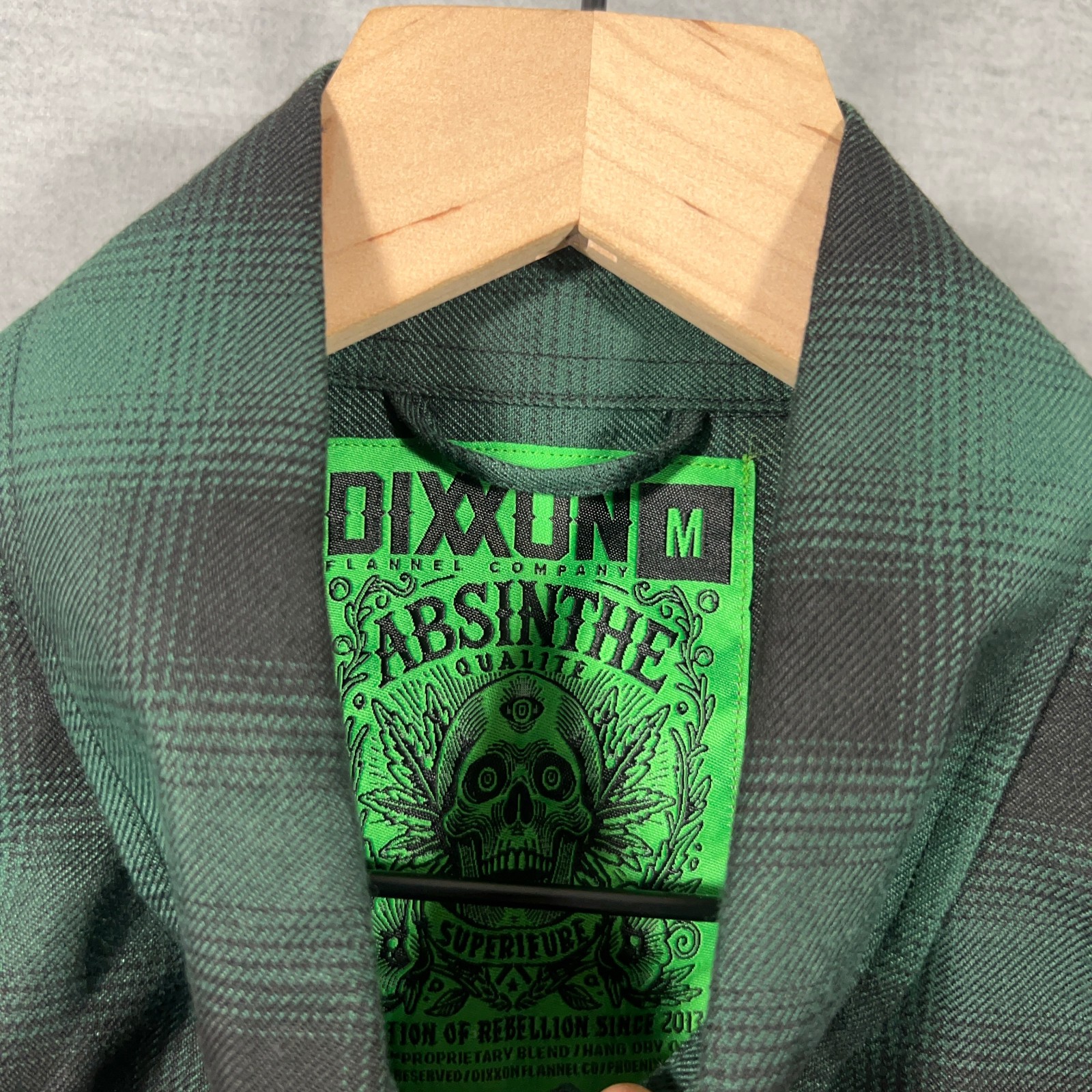 Dixxon Flannel Shirt Mens Medium Green Plaid Button Snap Absinthe Heritage