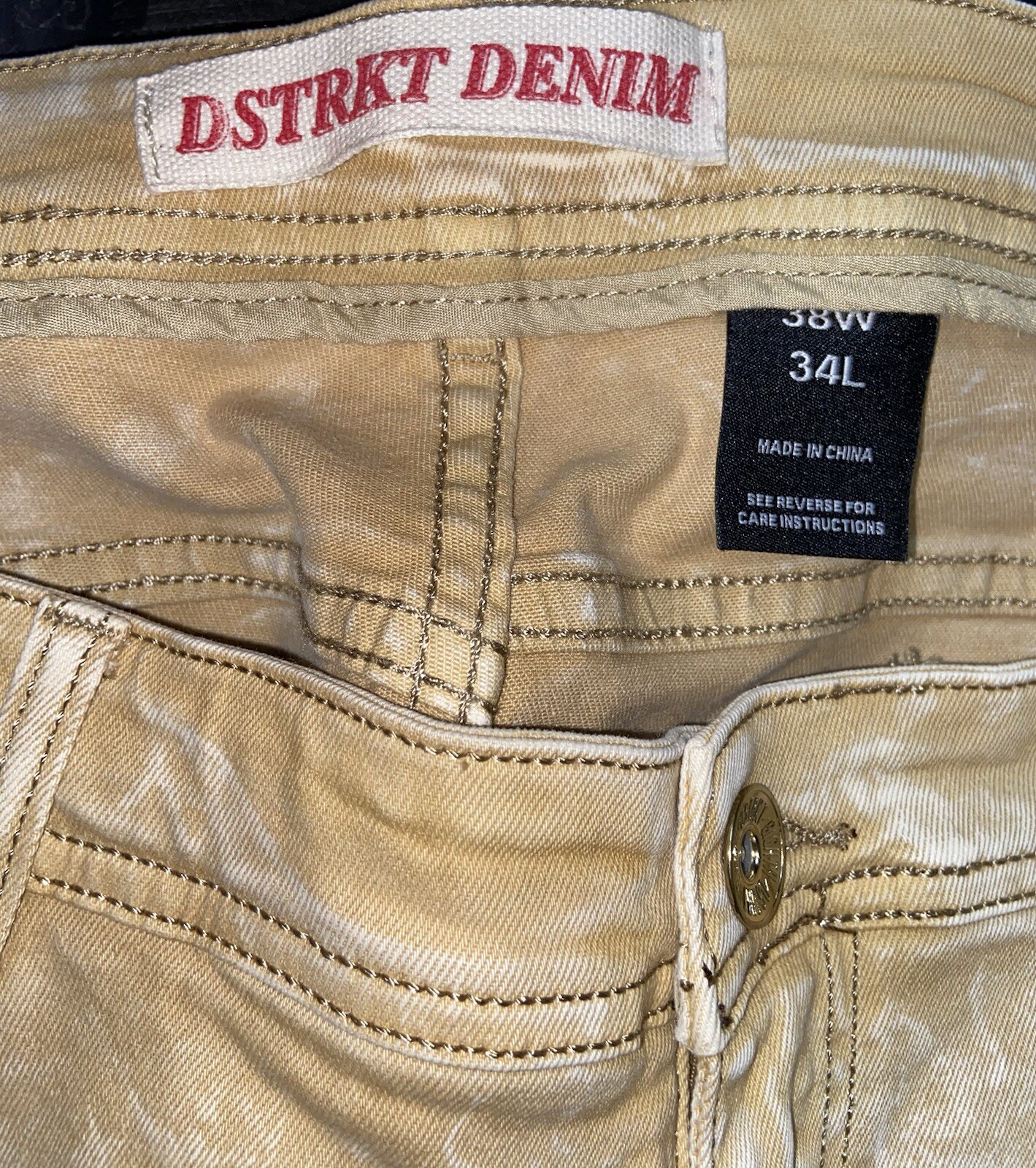 Dstrkt Denim Moto Stretch Jeans Mens Sz 38×34 Comfort Distressed Overdye Zippers
