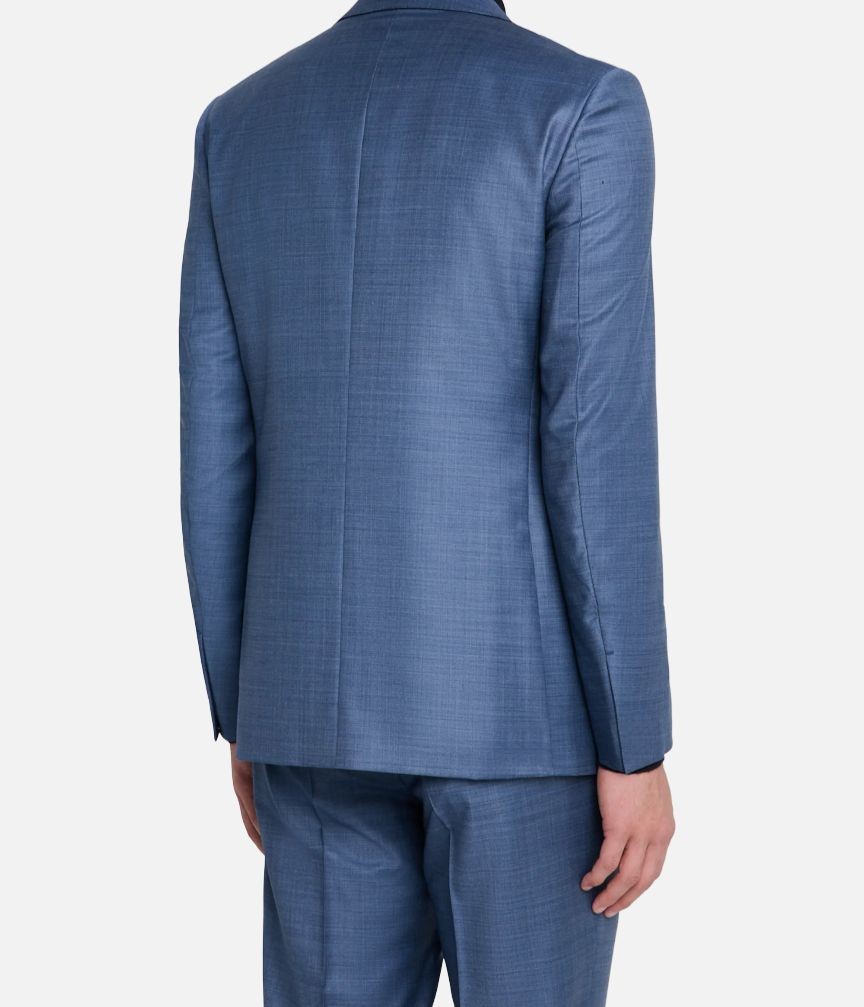Zegna Men’s Blue Wool Solid Nailhead Weave Trofeo Sartorial Suit Jacket Size 48R