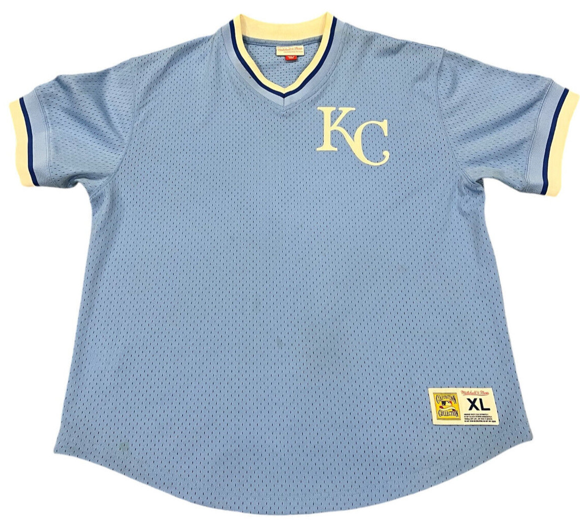 MITCHEL & NESS Vintage Kansas City Royals Throwback Jersey Mens XL Powdered Blue