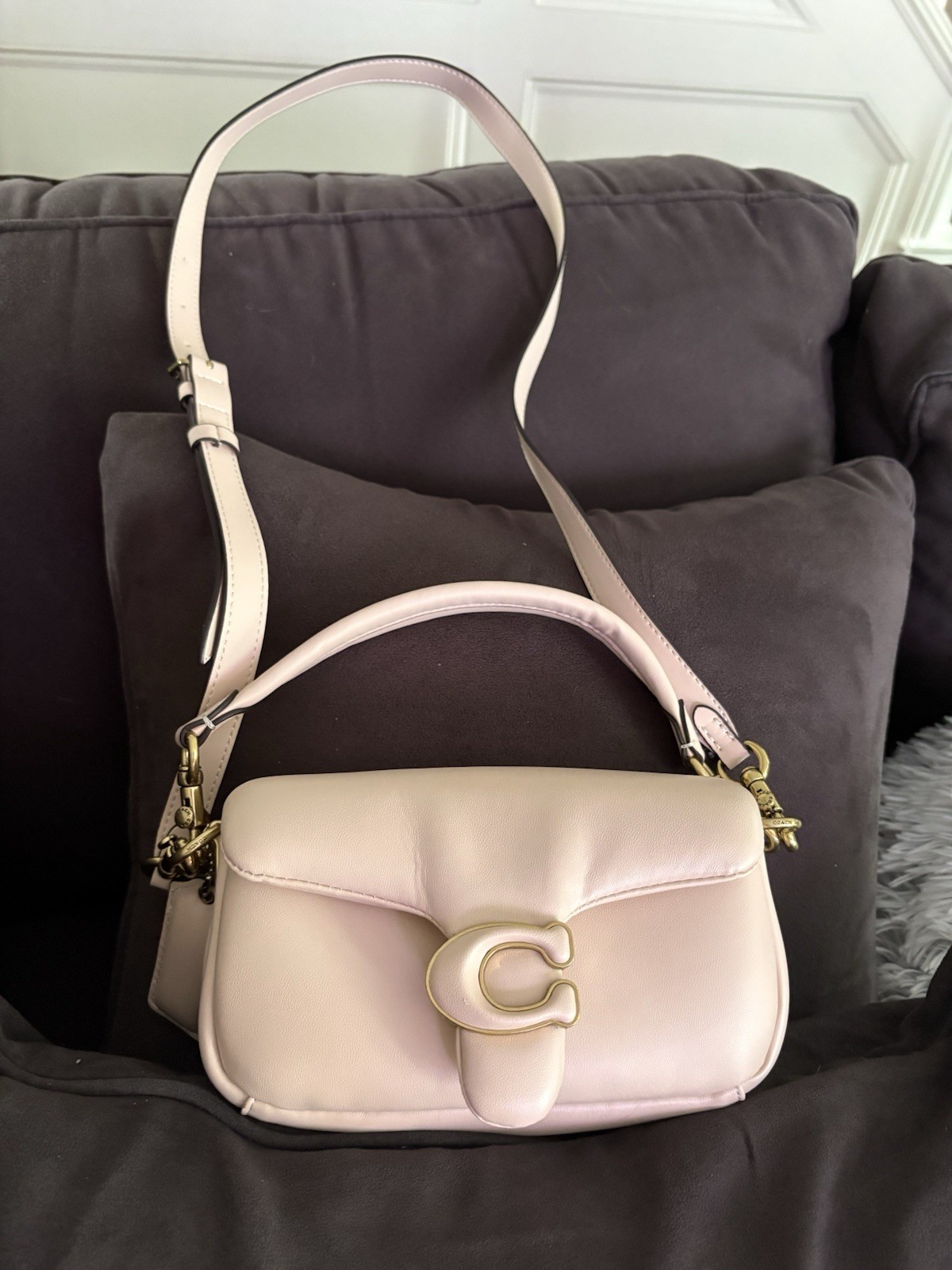 Coach Pillow Tabby Shoulder Bag with Top Handle and shoulder belt- Ivory