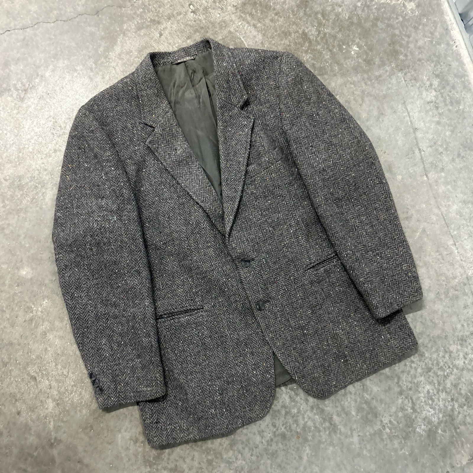 Vintage Levi’s Menswear Herringbone Tweed 100% Pure Wool Coat Blazer Made in USA