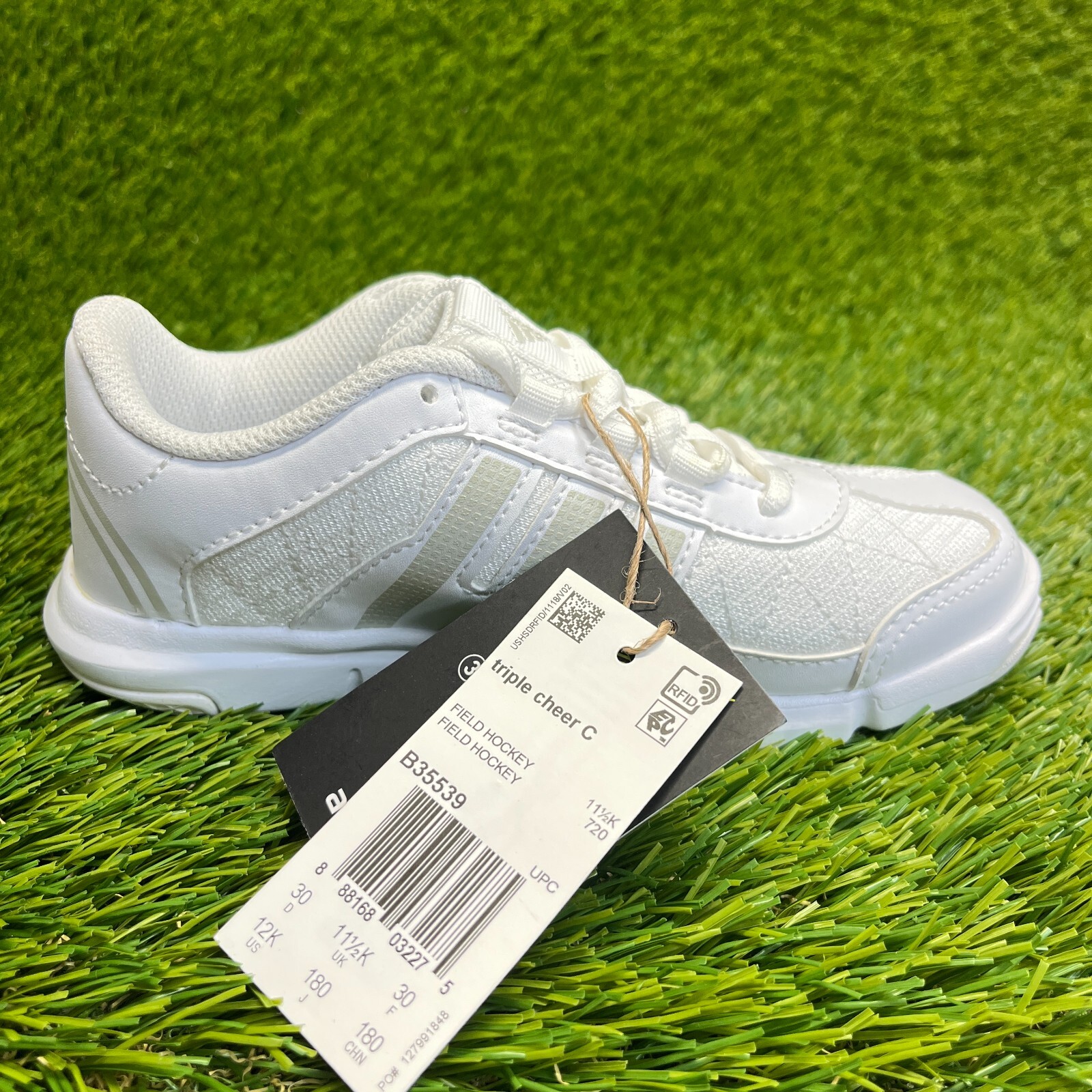 Adidas Triple Cheer Boys Size 12K White Athletic Cheerleading Shoes Sneakers