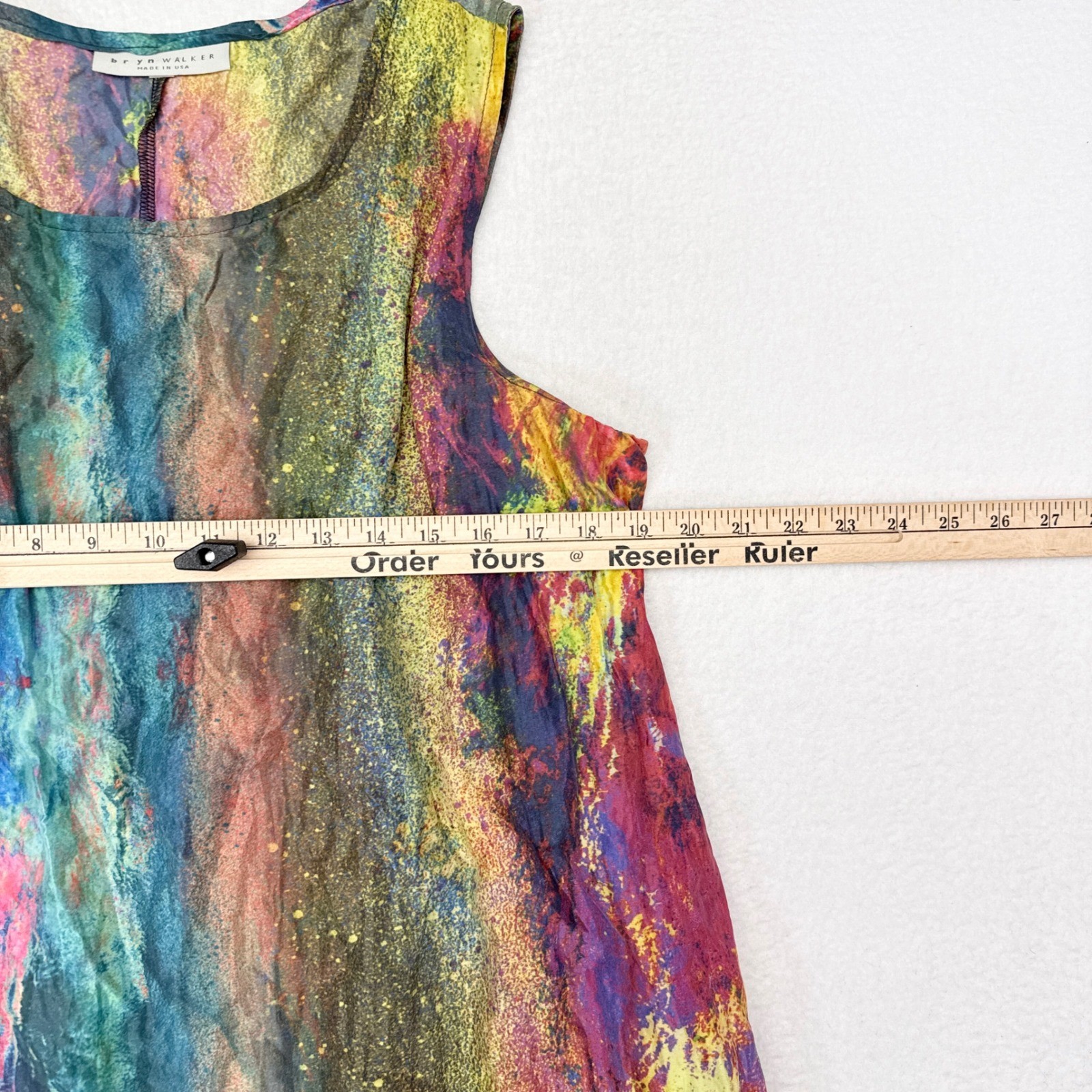 Bryn Walker Dress Size Large Zen Taffeta Nebulosa Abstract Cosmic Ruffled Hem