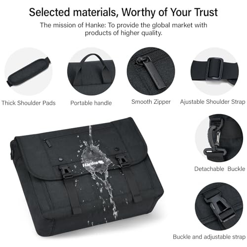15.6 Inch Laptop Messenger Bag for Men & Women, Large Crossbody 15 Inch Black