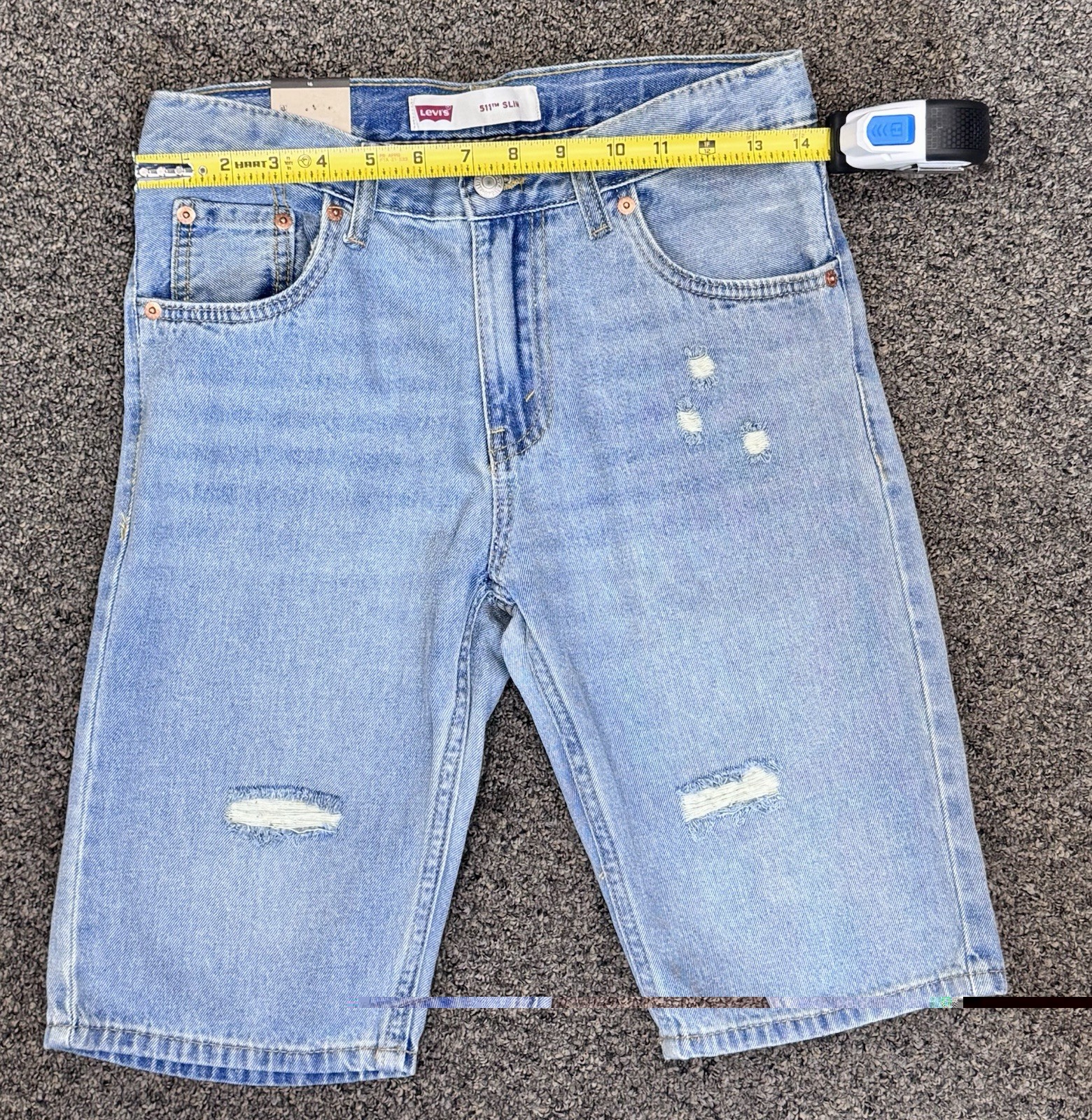 NEW! Boys Levi’s 511 Slim Denim Shorts Size 16 Reg. – Distressed – 10” Inseam
