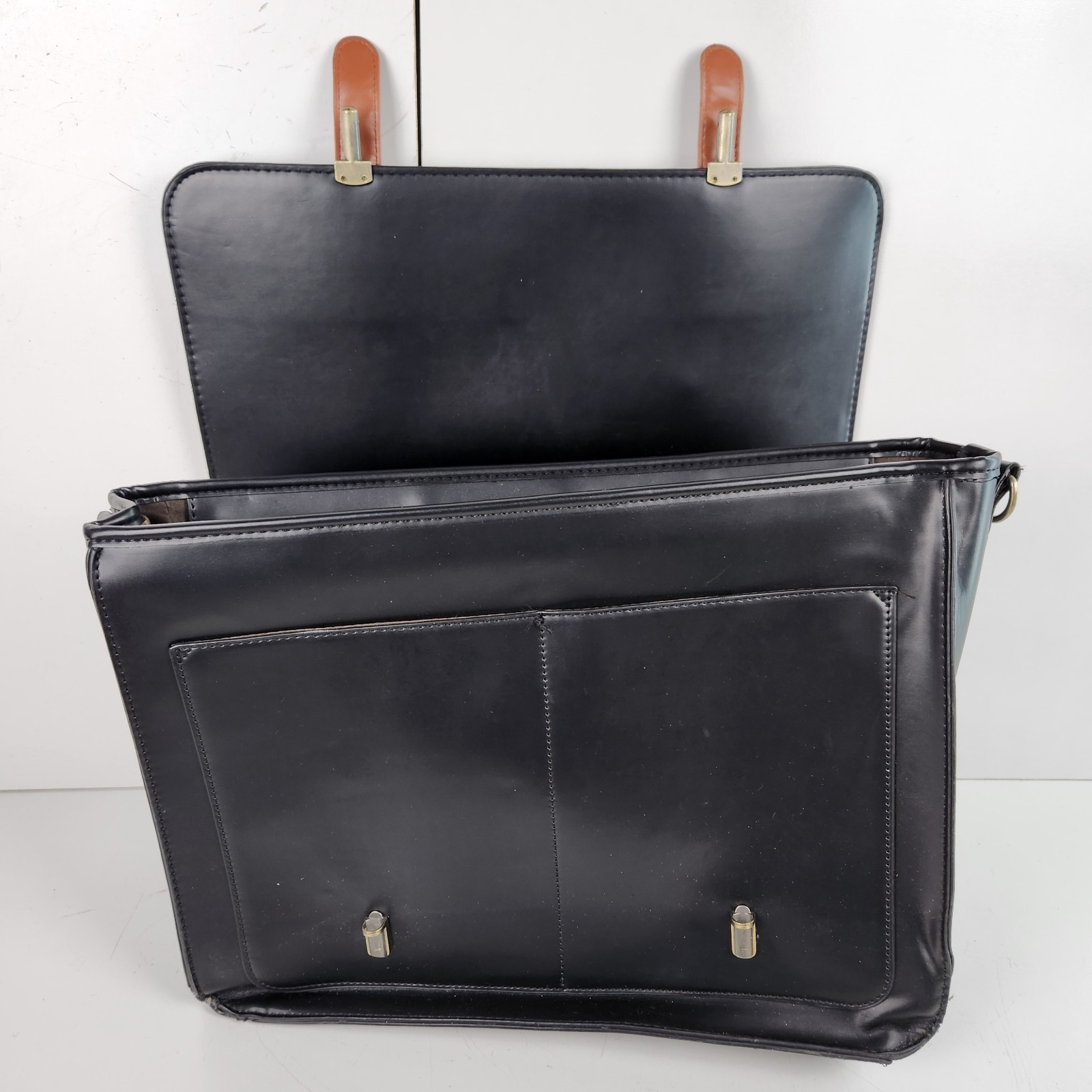 Ecosusi Laptop Briefcase Women’s Black & Brown Leather Top Handle Satchel Bag
