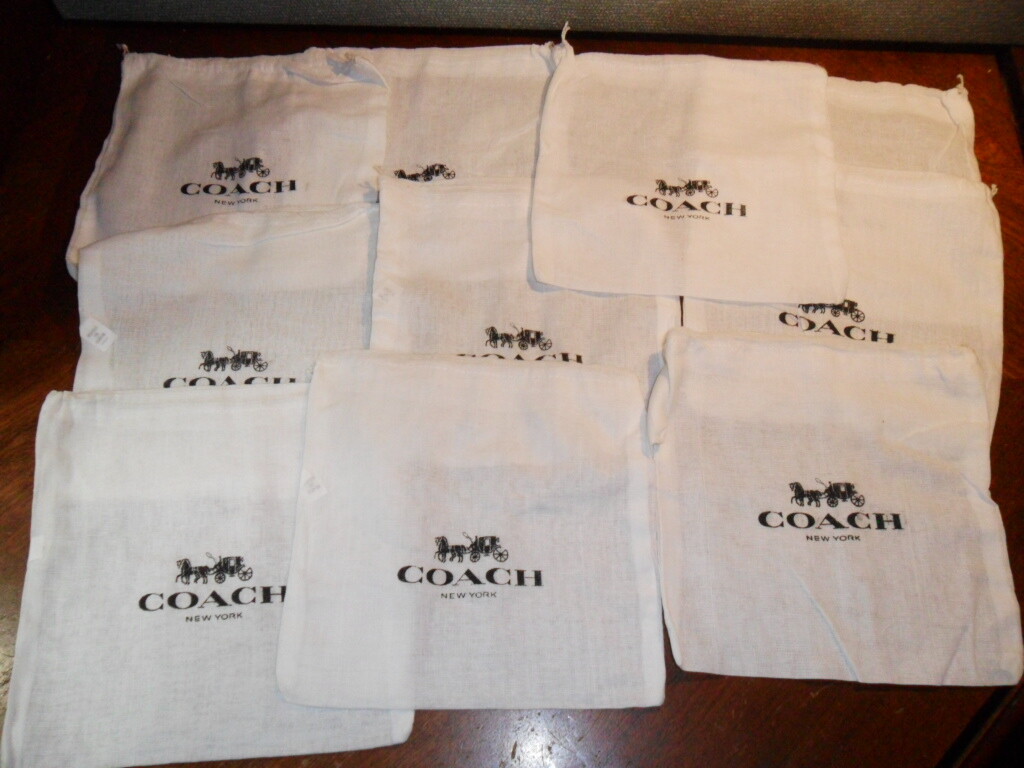 COACH NEW YORK lot of 10 Drawstring Cloth Linen Dust Cover Bag 8″ x 8″ NEW