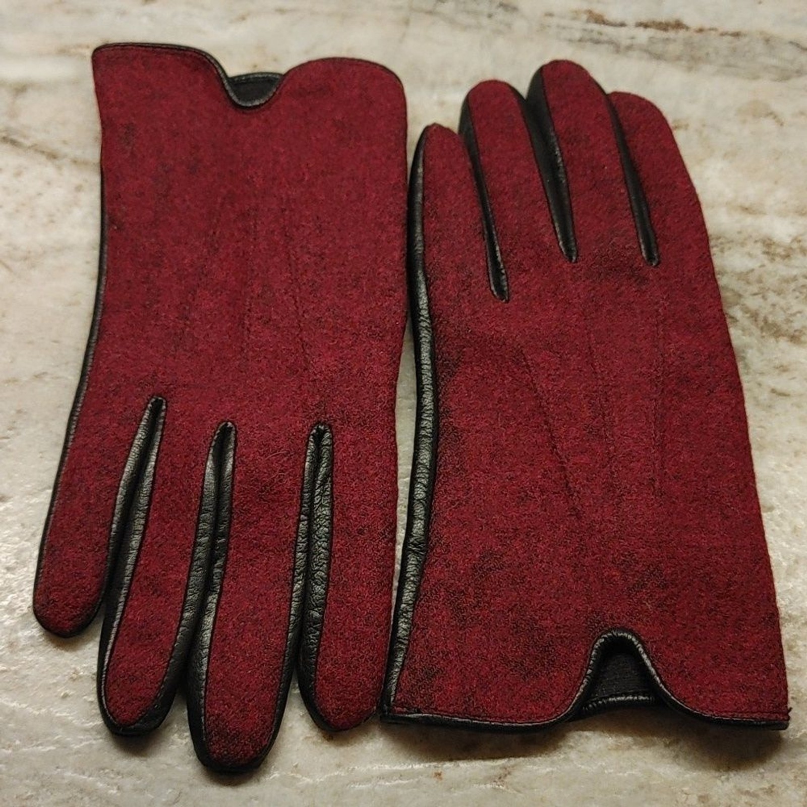 Vintage Eddie Bauer Wool and Leather Gloves Size L