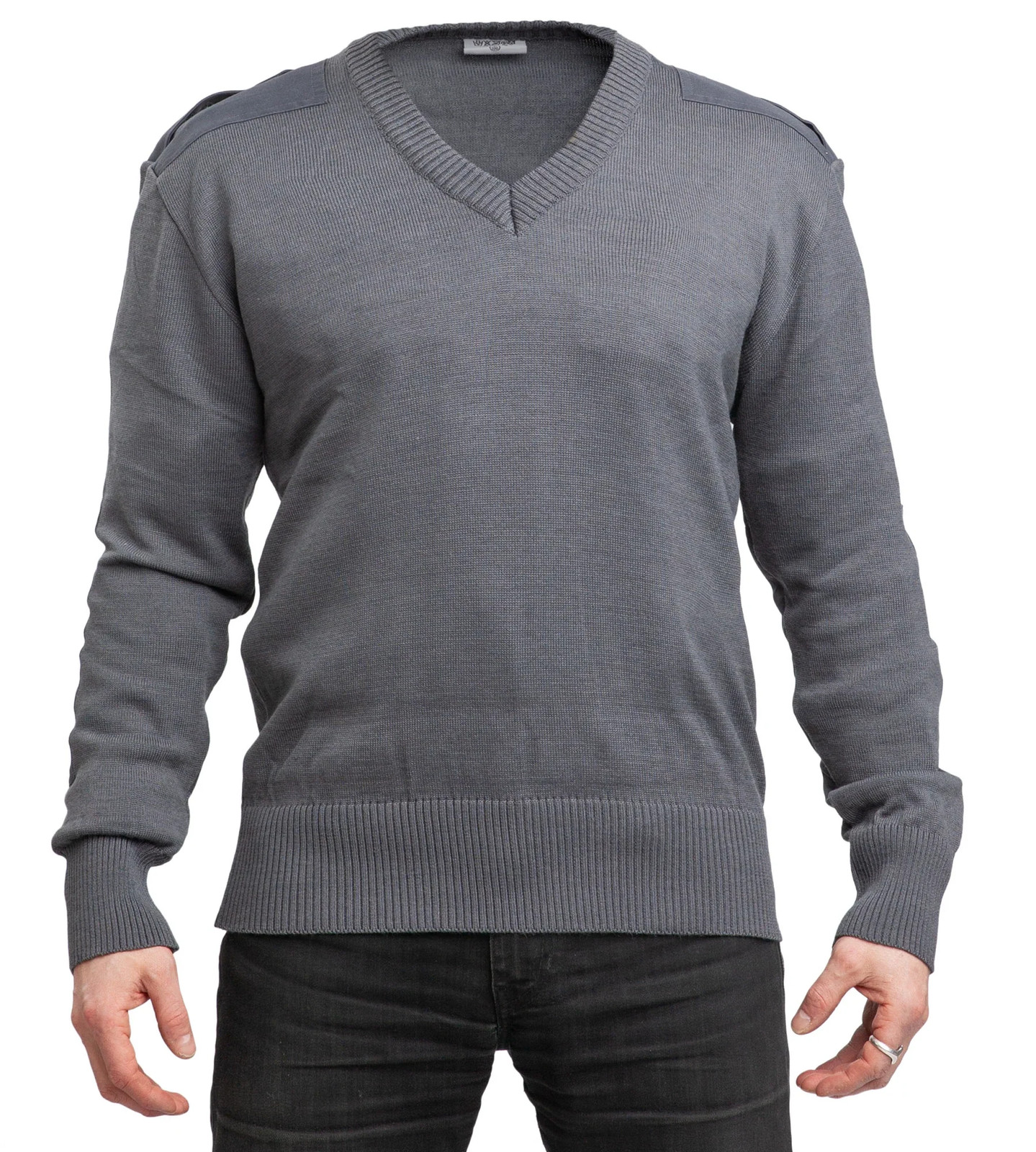 Original Austrian Army Military BH V-neck Pullover Grey 50% Wool New