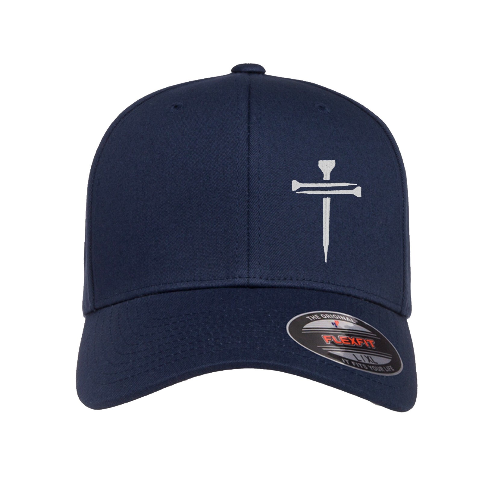 Men’s Christian Faith Cross Nails Embroidered Logo Flexfit Hat Adult Dad’s Cap