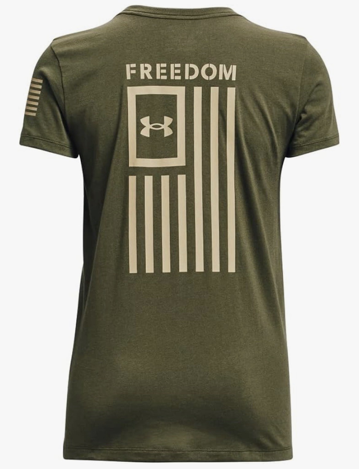 Under Armour Women’s Military Green Freedom Flag T-Shirt Size M 1370814 NWT