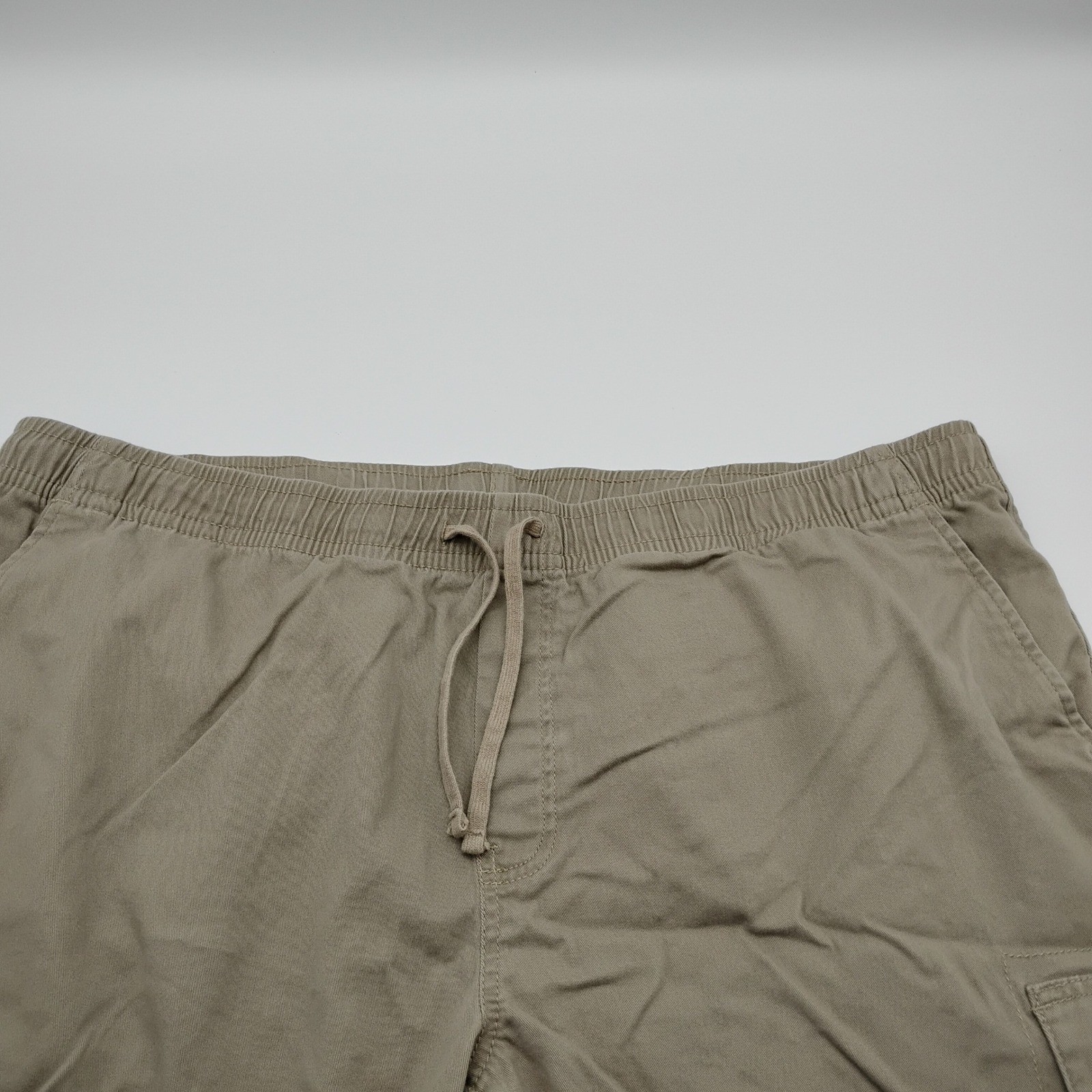 George Mens Cargo Shorts Khaki Tan Elastic Waist Drawstring 2XL 44-46