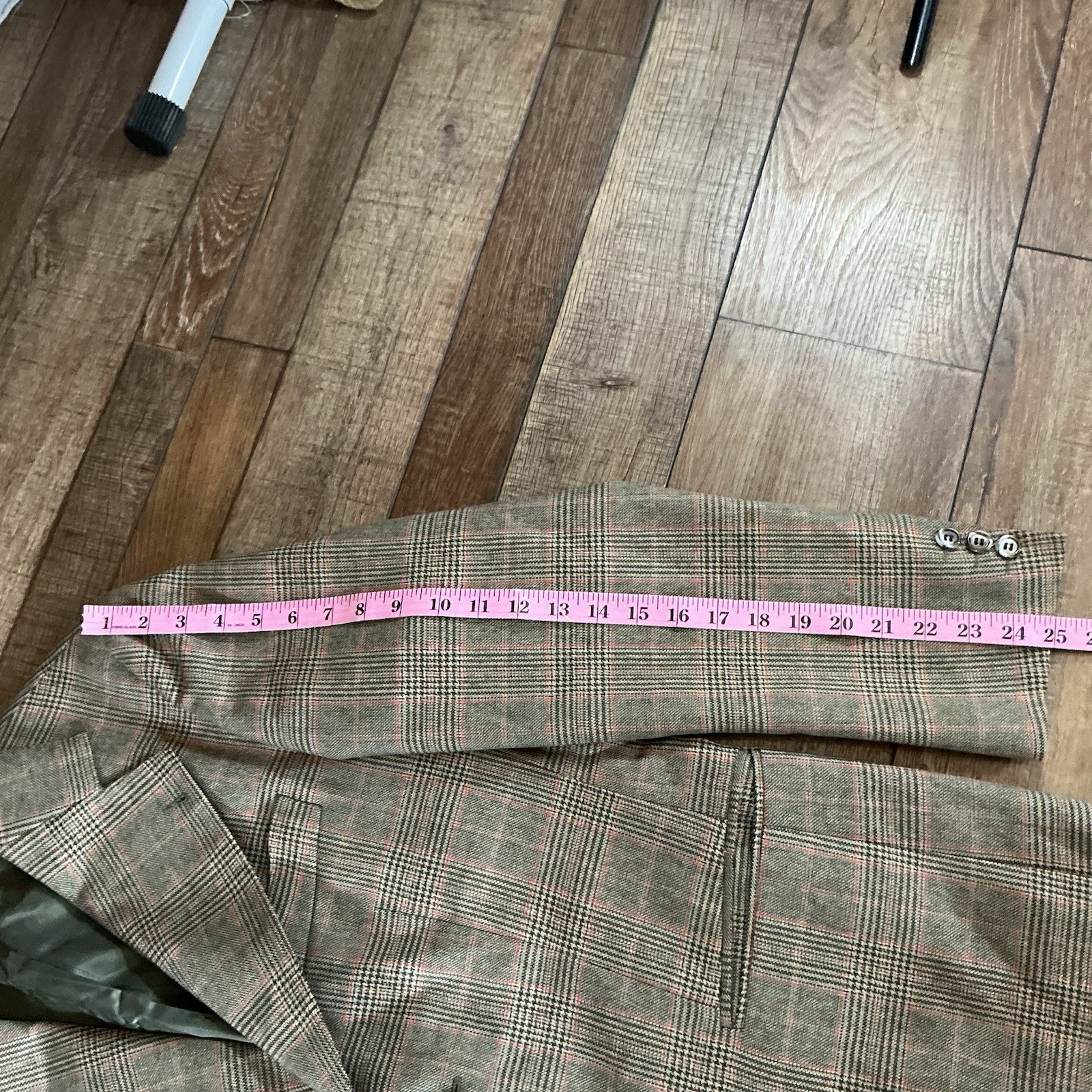 VTG Skopes Trevira Wool Sport Coat Blazer Men’s 40R Green Plaid 3-Button #281219