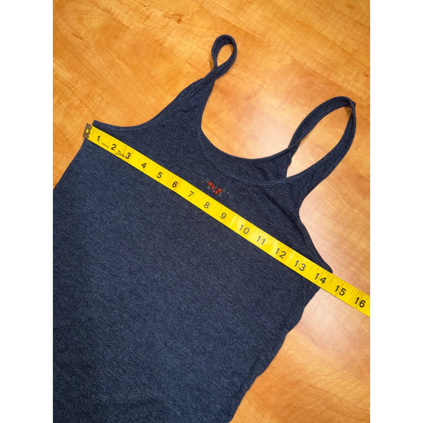 Aerie Softest Tank Navy Blue Heathered Floral Embroidered Scoop Neck Cami Medium