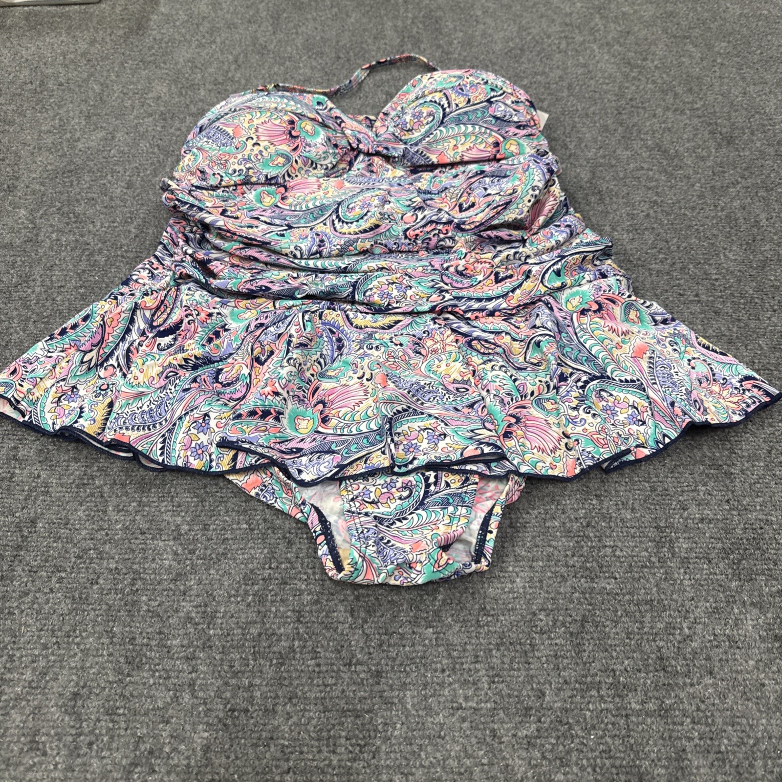 Plus Size 18W Bal Harbour Tummy Control One-Piece Swimsuit /Multi Color