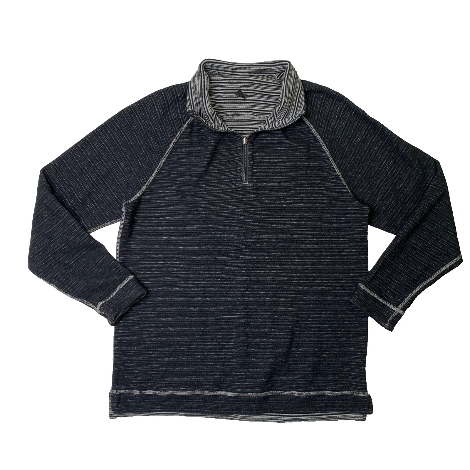 Tommy Bahama Sweater Mens M Medium Black White Reversible Half Zip Pullover