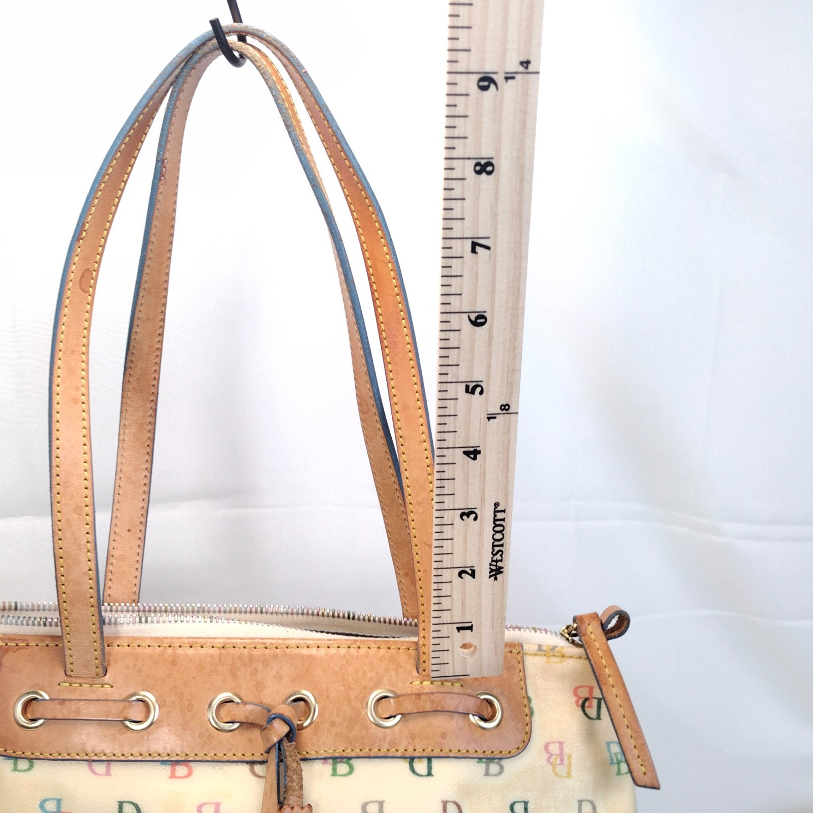Y2K Vintage Dooney & Bourke Multi Color DB Rainbow Logo Tassel Satchel Purse
