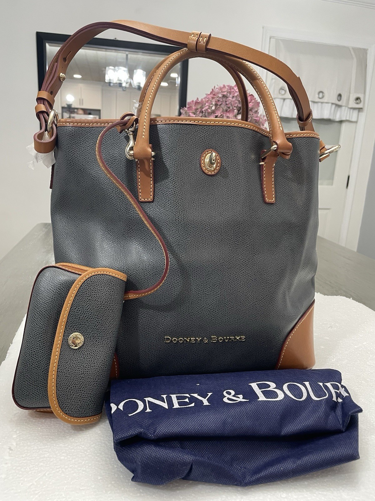 Dooney & Bourke Pebble Embossed Leather Shelby Shopper Handbag Elephant
