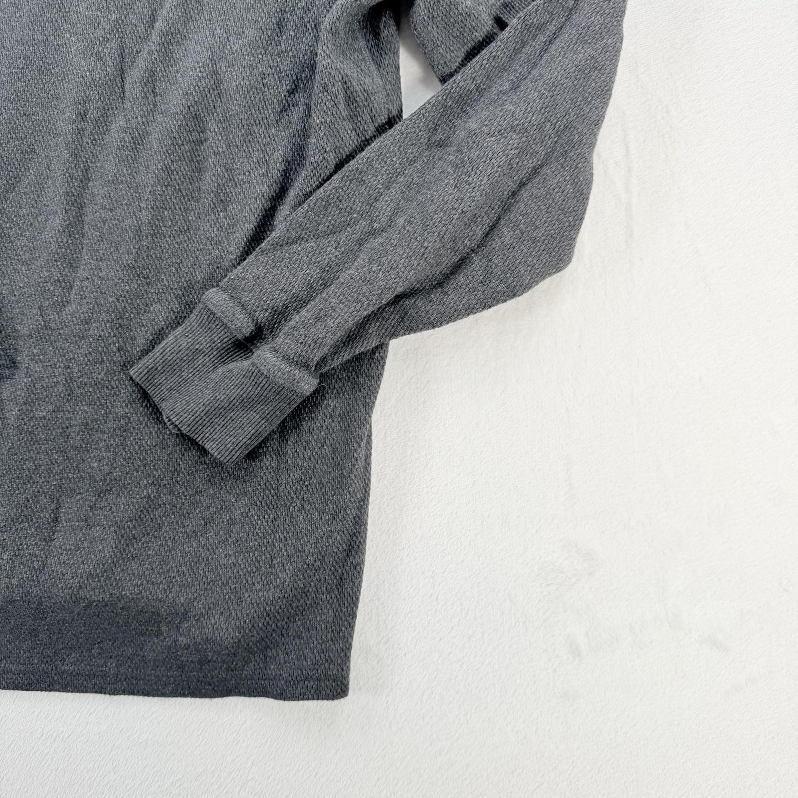 ROWM Shirt Mens Small Gray Thermal Henley Long Sleeve Waffle Knit Cotton