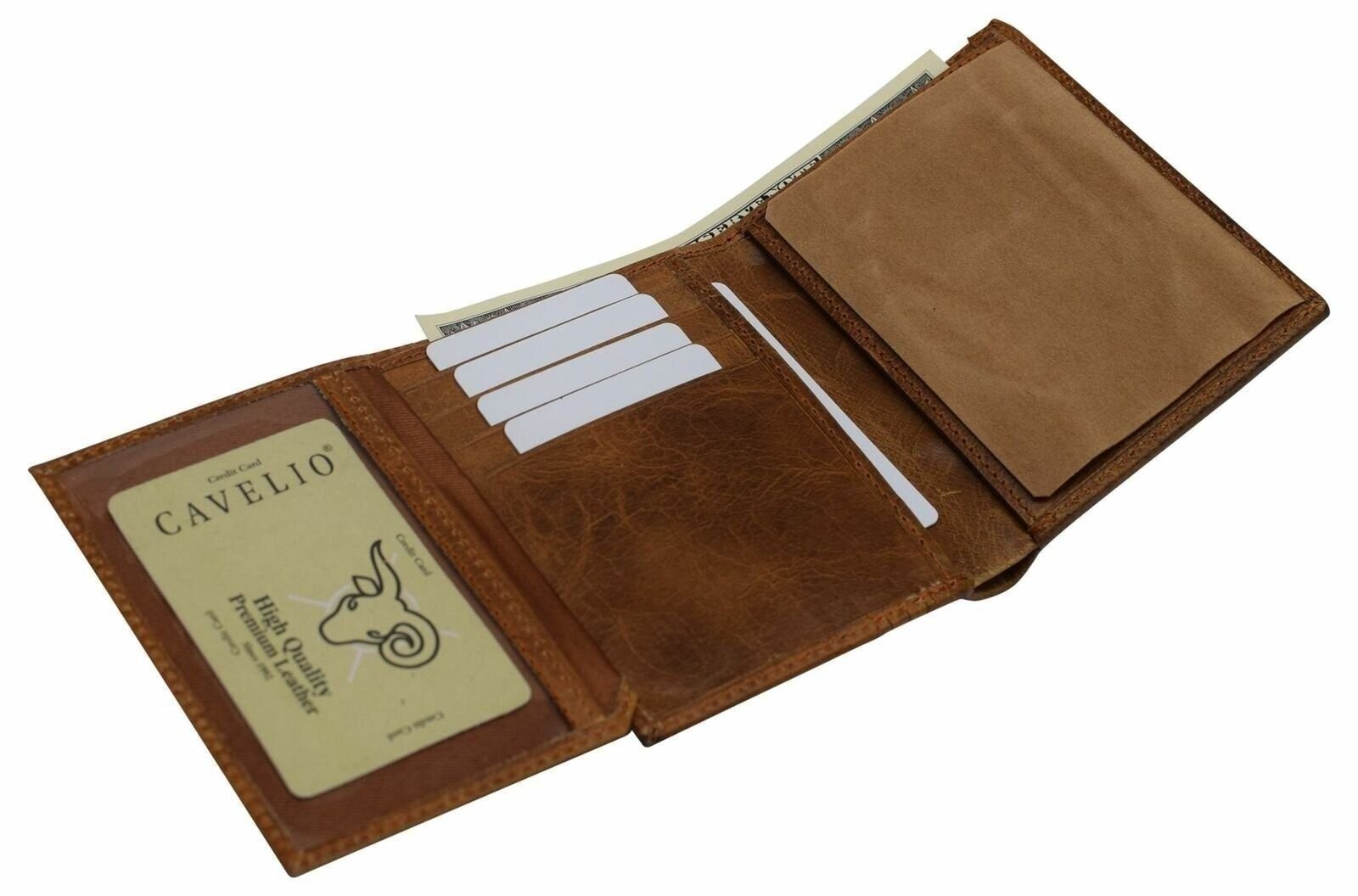 RFID Blocking Genuine Leather Badge Holder Bifold Wallet USA Series
