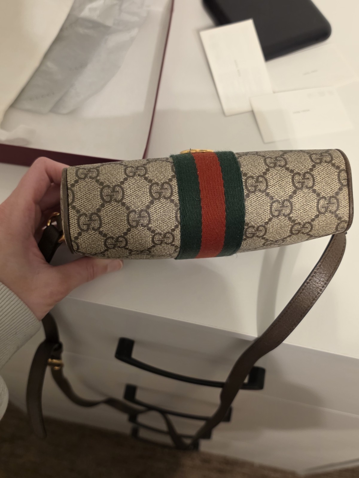 Gucci Ophidia Small Shoulder Bag GG Canvas, Brown