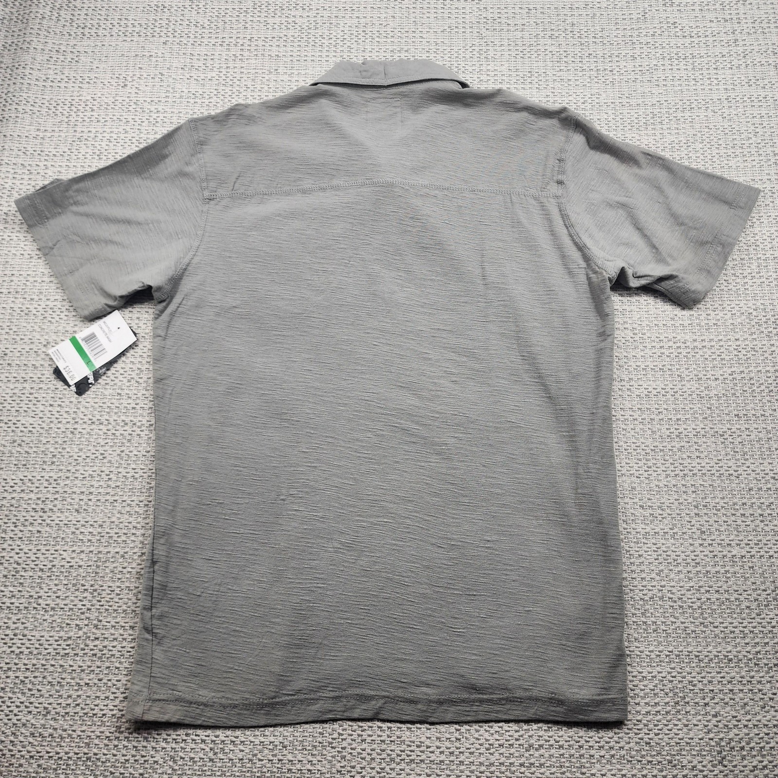 Modern Culture Polo Shirt Mens Large Gray Concrete Wash Pocket Button Casual New