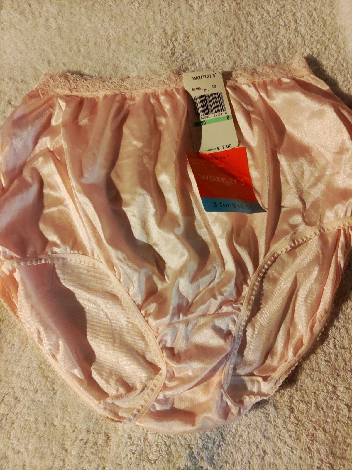 VTG Warner’s Perfect Measures White 100% Nylon W/ Lace Soft Silky Panties Sz 8