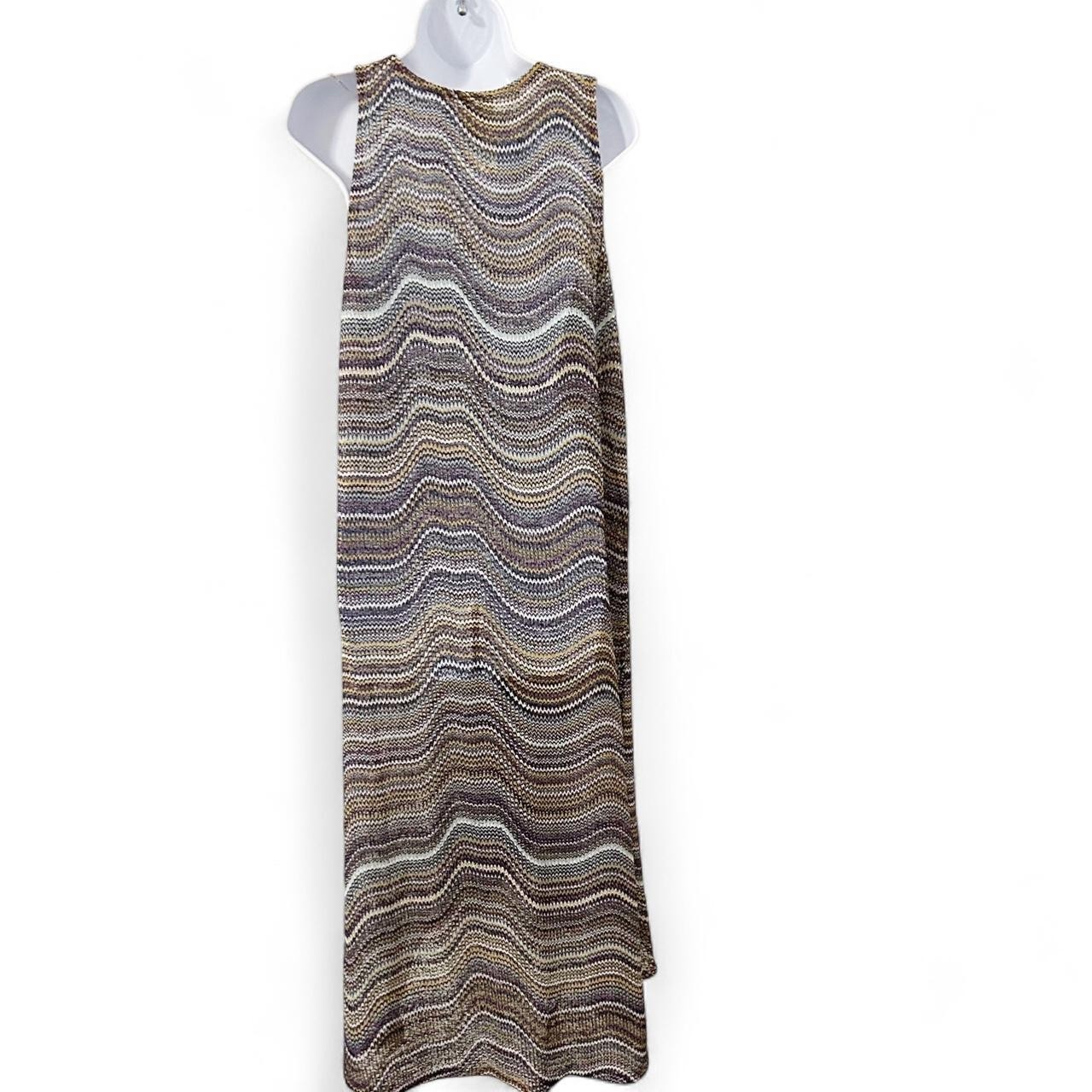 Women’s Boho Chic 70s Long Duster chevron print Cover up Top Medium Festival