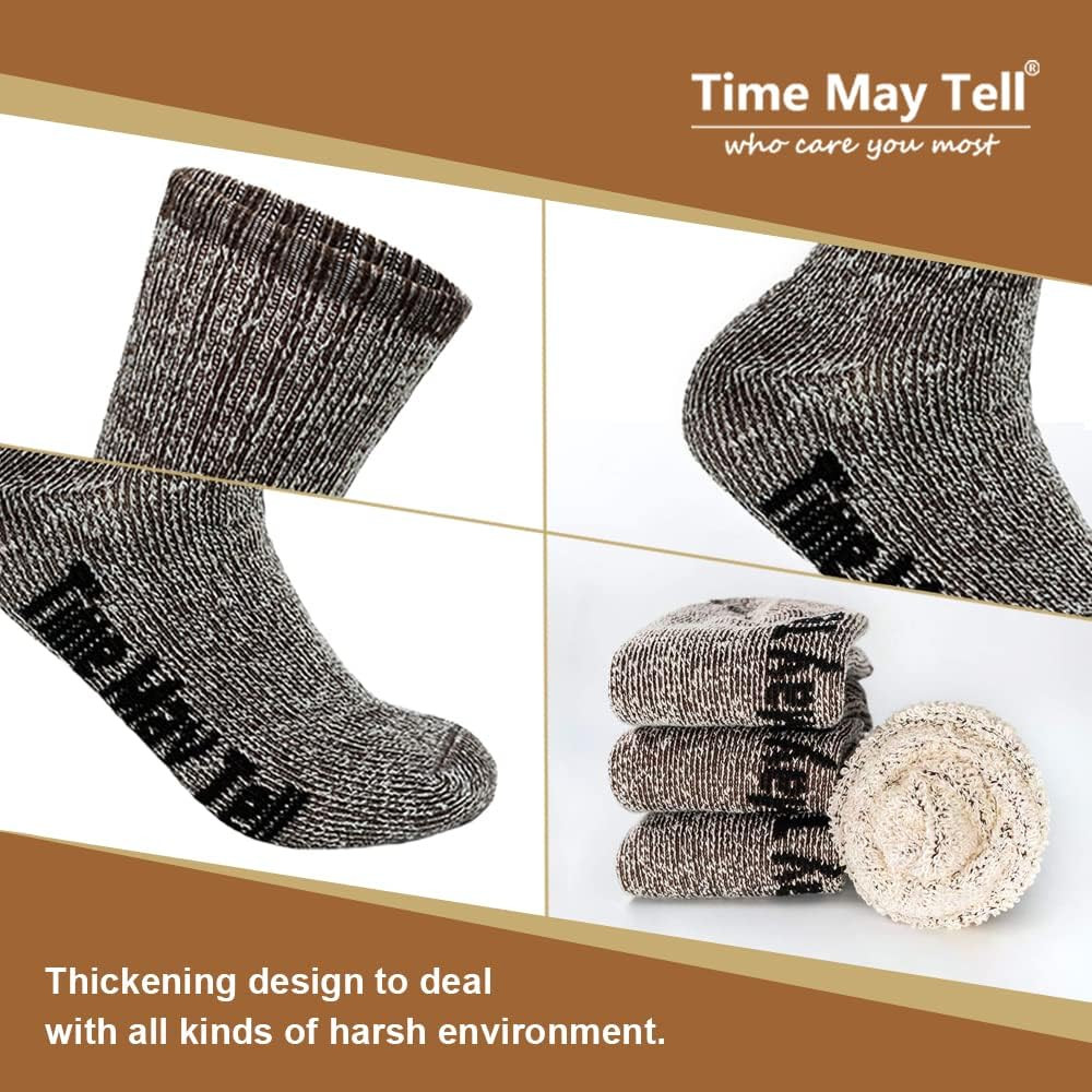 Mens Merino Wool Hiking Cushion Socks Thermal Warm Crew Winter Boot Socks Pack (