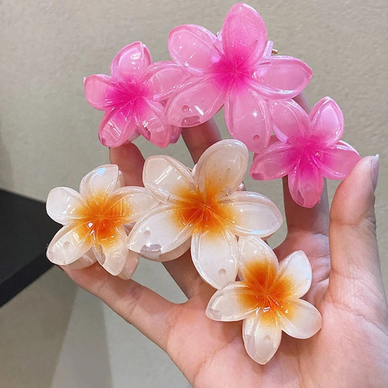 Acrylic Flower Hair Claw Clip Gradient Egg Summer Beach Women Girls Accessories