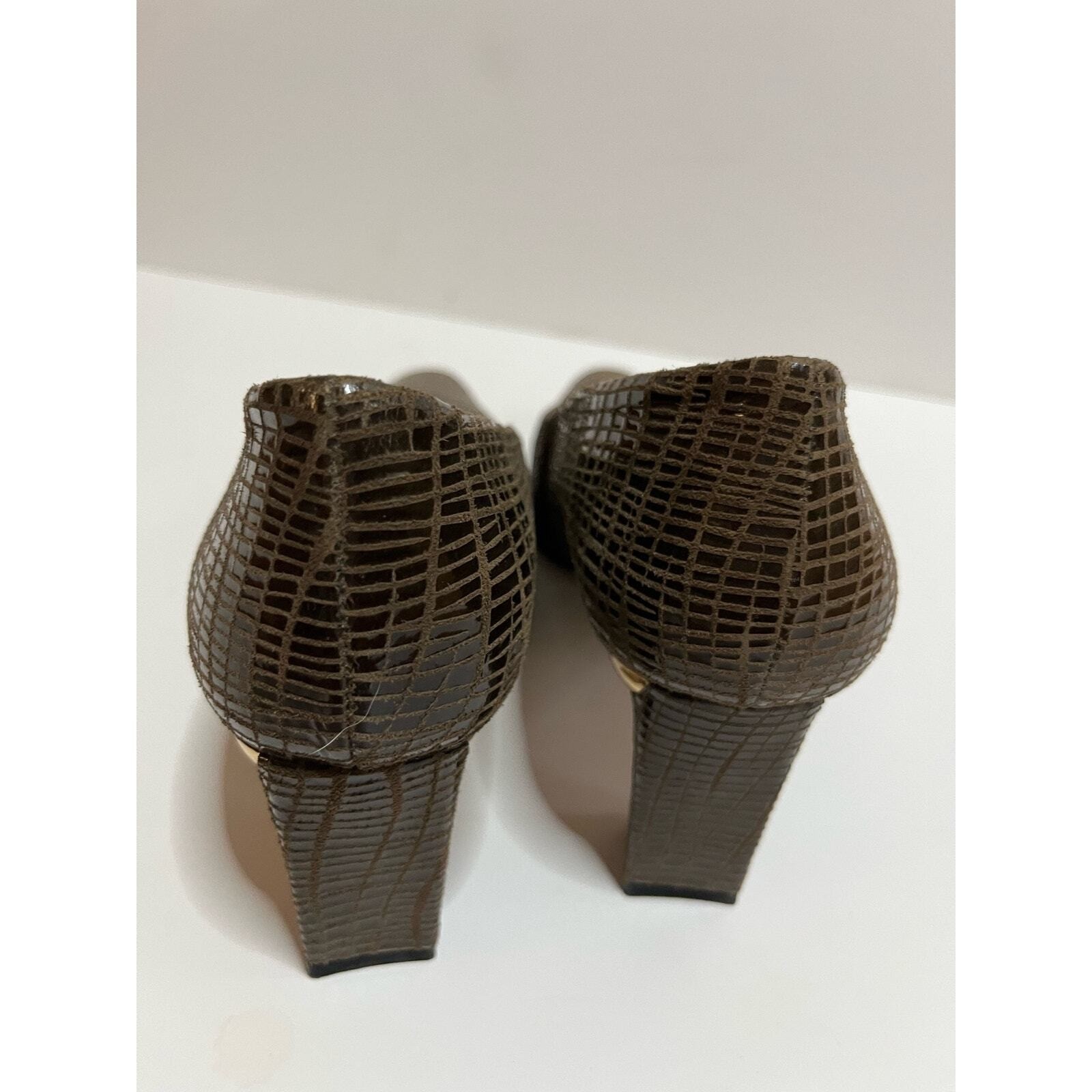 Vintage Proxy Made In Spain Leather snake embossed 2 1/2″ block heels 7 1/2 NEW