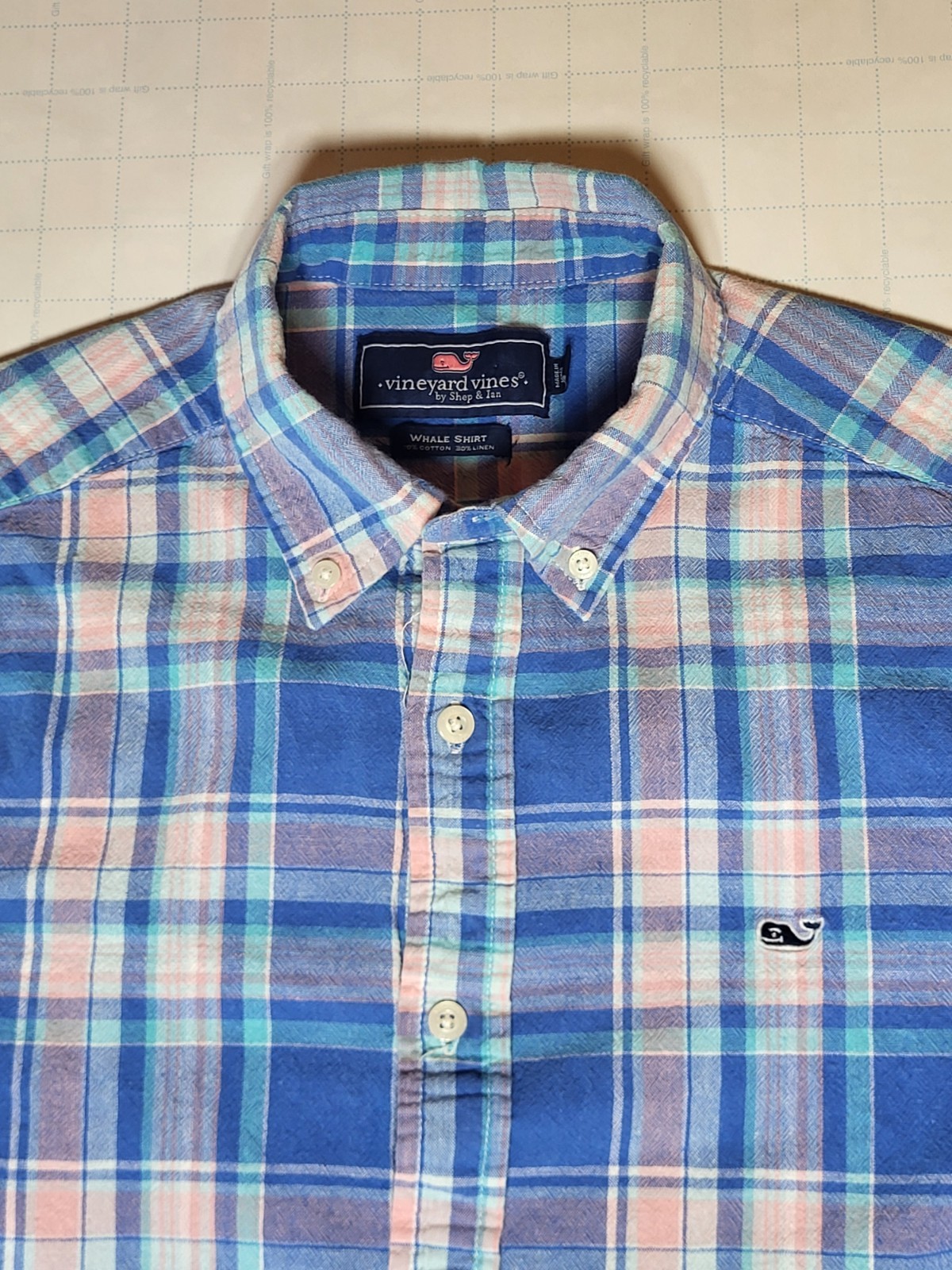 Vineyard Vines short sleeve button up whale shirt – medium