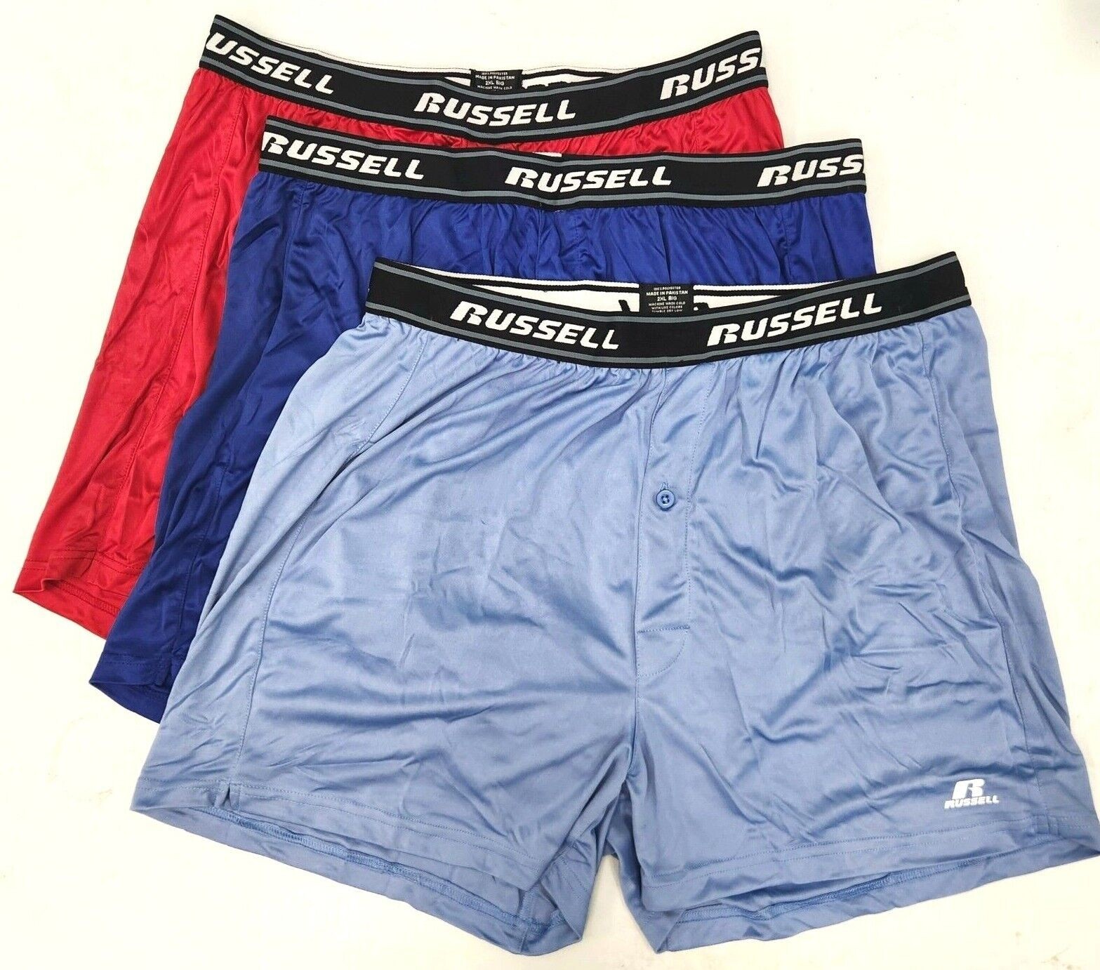 Big & Tall Russell Quick Dry Boxer Shorts Underwear 3-Pack 2X 3X 4X 5X