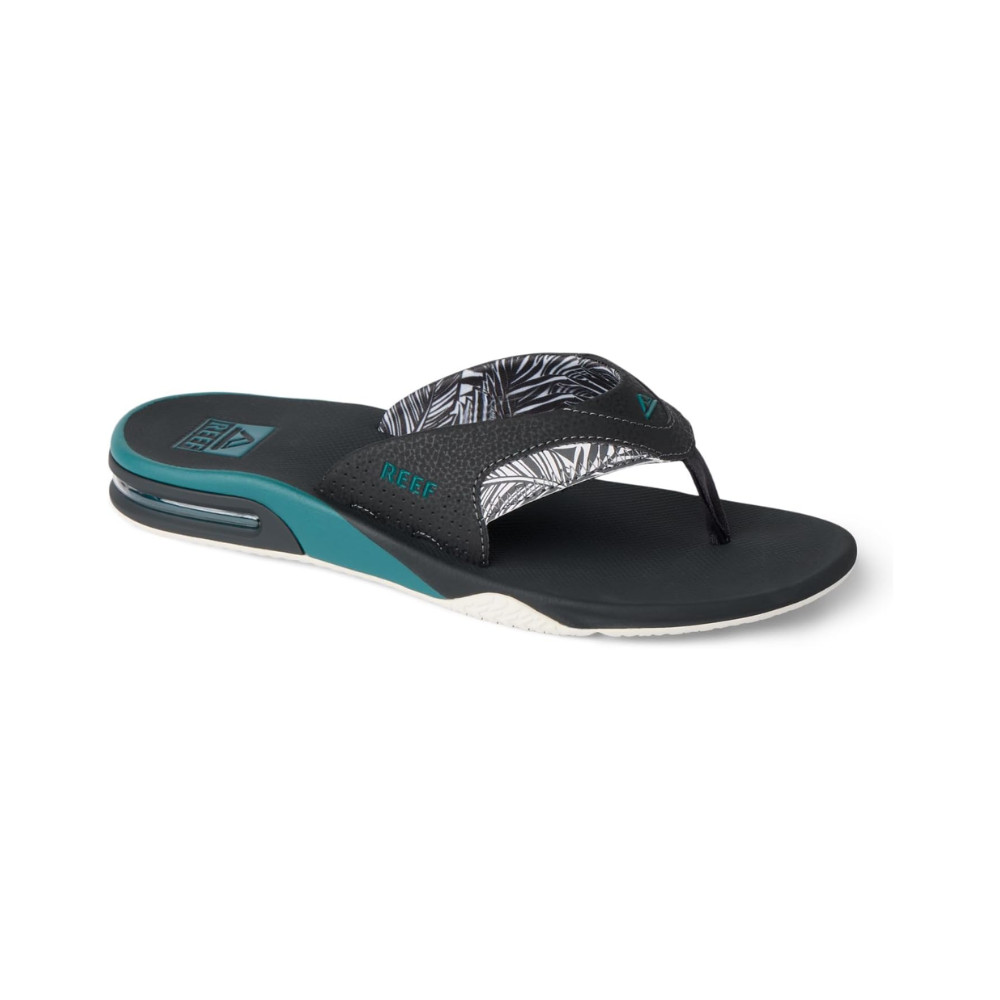 REEF Men’s Fanning Bottle Opener Water-Friendly Flip-Flops – Grey/Palm/Spruce