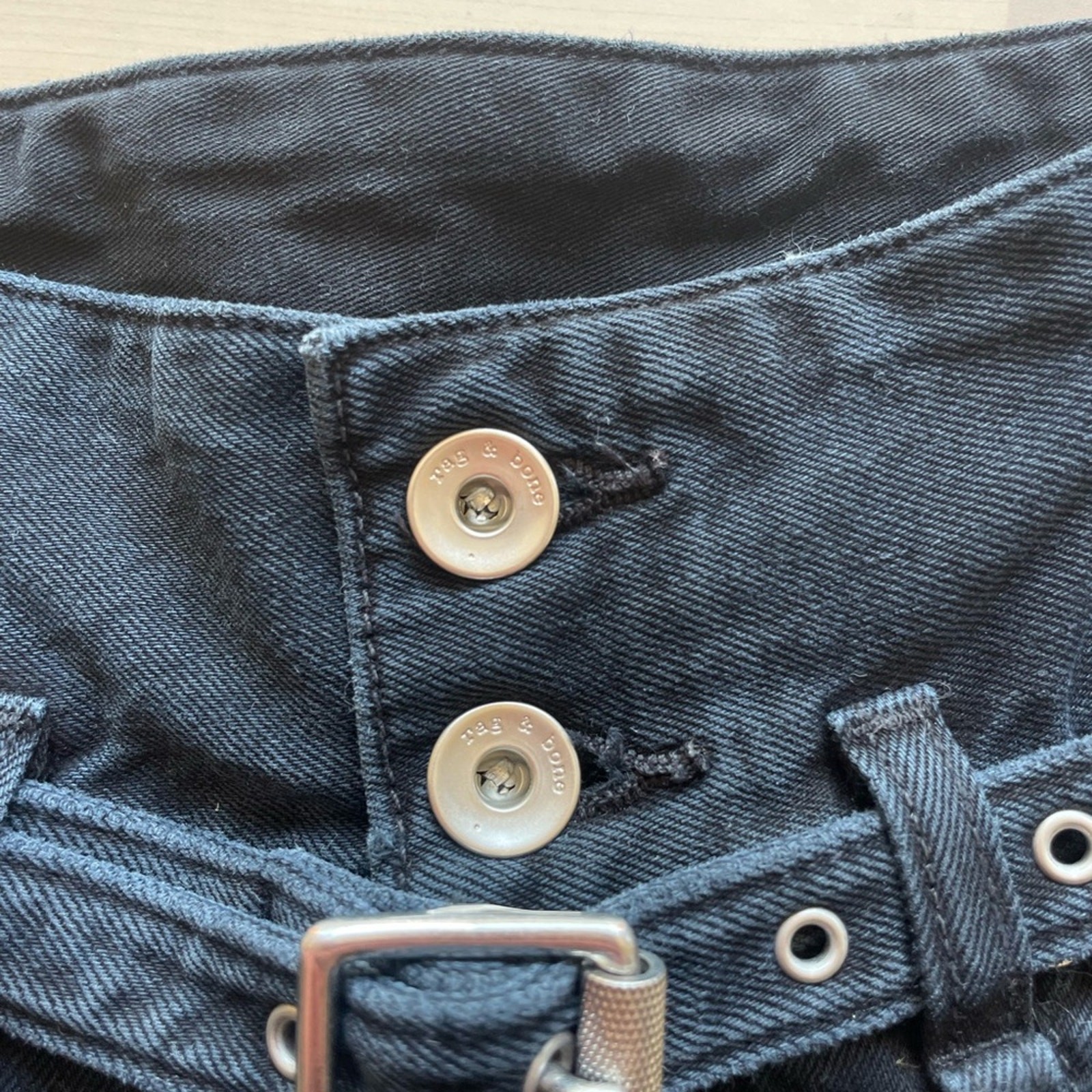 Rag & Bone Belted High Rise Denim in Blackbird Size 23