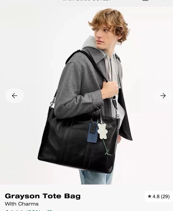 Coach Town Tote Pebbled Bag, Large – Black