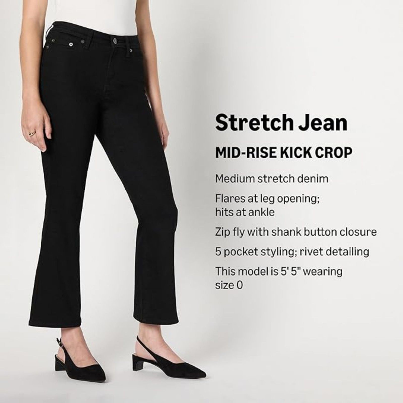 Stretch Mid-Rise Kick Crop Jean, Size 6, 23G-200B007