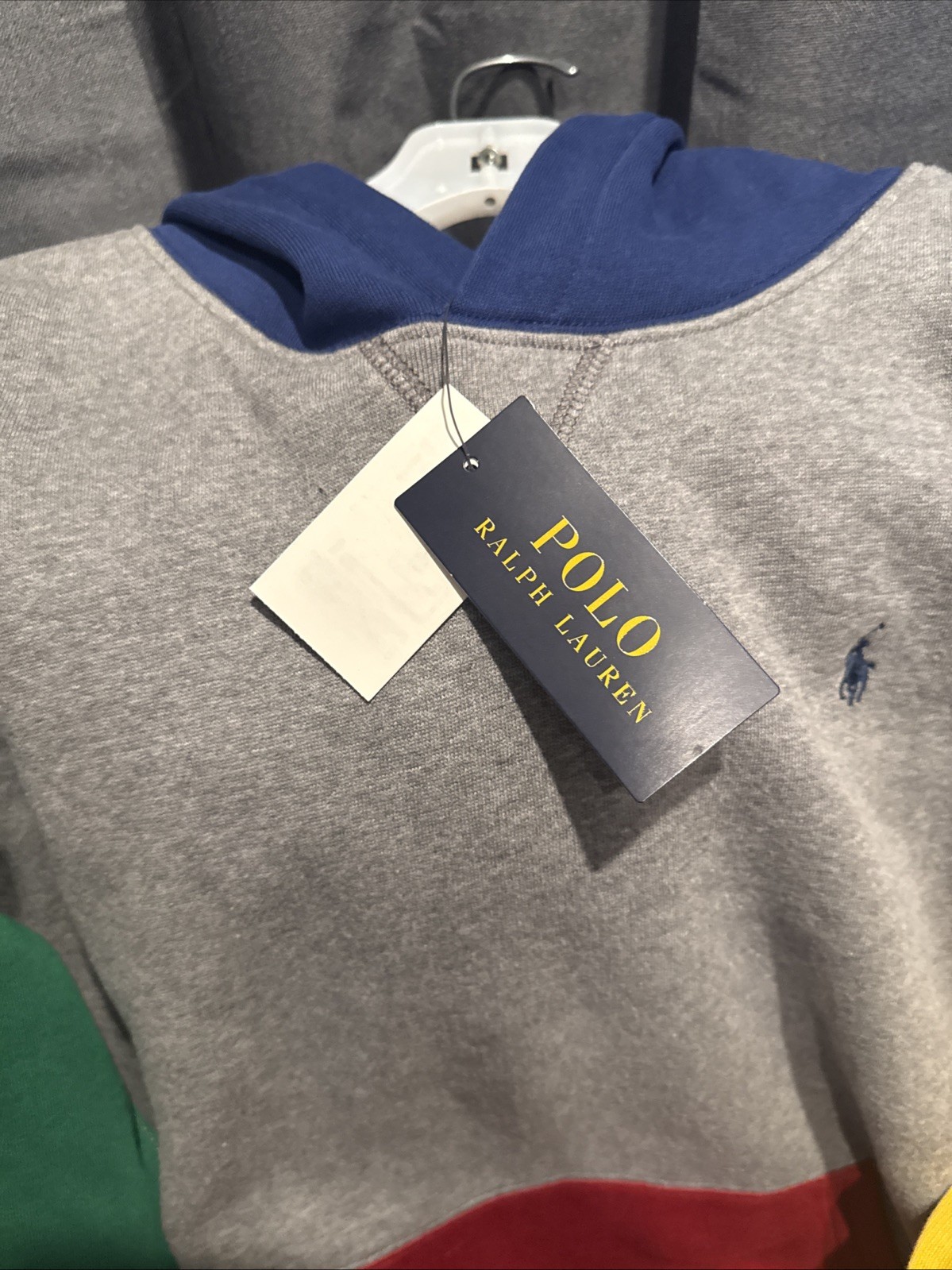 POLO RALPH LAUREN RL FLEECE COLOR BLOCKED HOODIE MULTICOLOR MENS SIZE XL NOTES