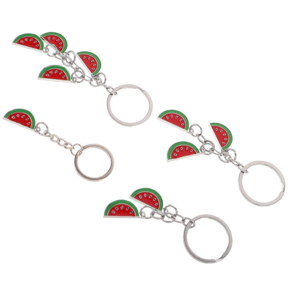 4Pcs Reusable Watermelon Slice Keychain Red Zinc Alloy Bag Charm Accessories