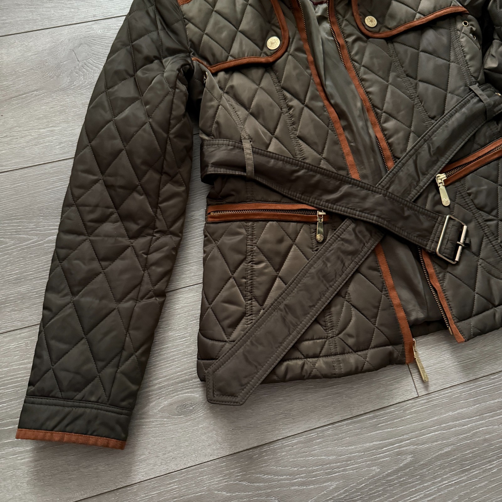 Vince Camuto – Women’s Diamond Quilted Green Equestrian Riding Jacket – Small